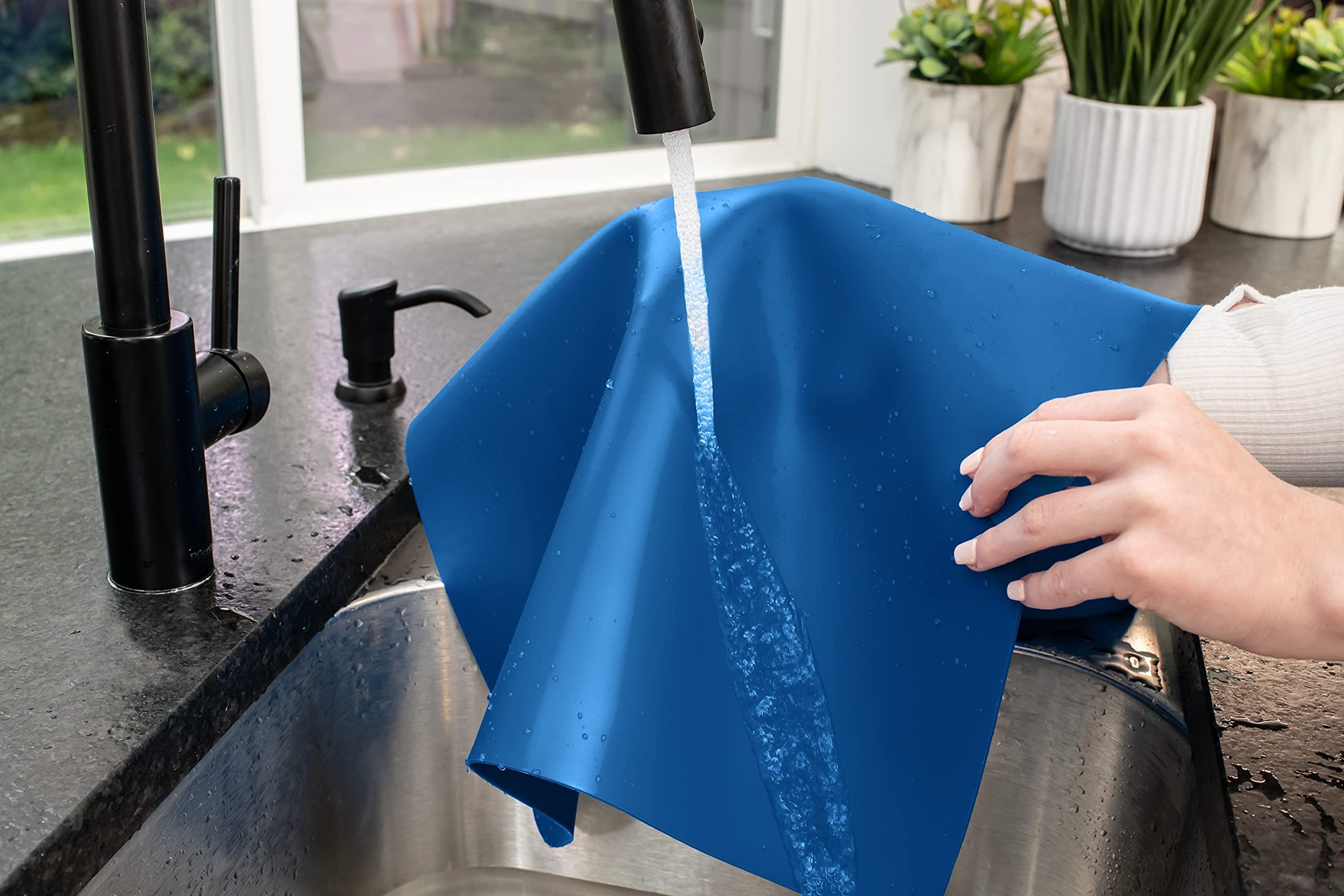 gasare gasar, Set of 2, Extra Large, Thick, Silicone Mats for Kitchen Counter, Heat Resistant Mats, Countertop Protector, Non-Slip, Easy to Clean, 25 x 17 Inches x 1.4mm, Blue