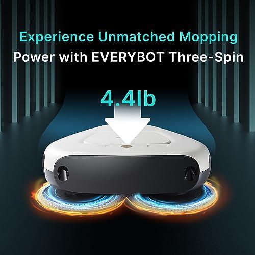 EVERYBOT EVERYBOT Three-Spin Robot Mop - Ultra Quiet Smart Mopping Robot Cleaner Only | Powerful Stylish 3 Spin Wet Mop for Hard Floor & Tile Cleaning with Remote Control | Large Water Tank