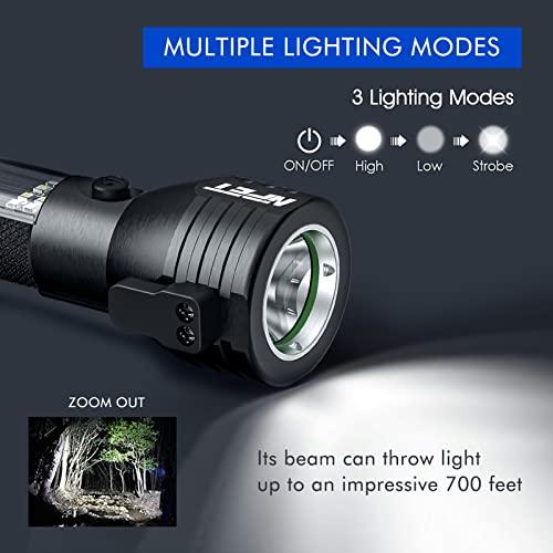 NPET NPET T10 Car Flashlight 500 Lumens LED COB Light Solar Powered USB Rechargeable Tactical Multi-Function Torch Tool with 120dB Siren Window Breaker Seat Belt Cutter Compass for Camping