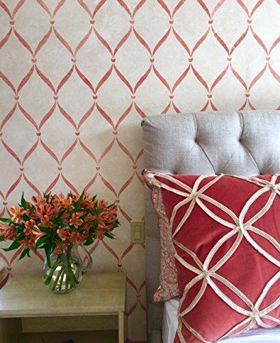 Royal Design Studio Stencils Ribbon Lattice Wall Stencil for DIY Painting Wallpaper Look