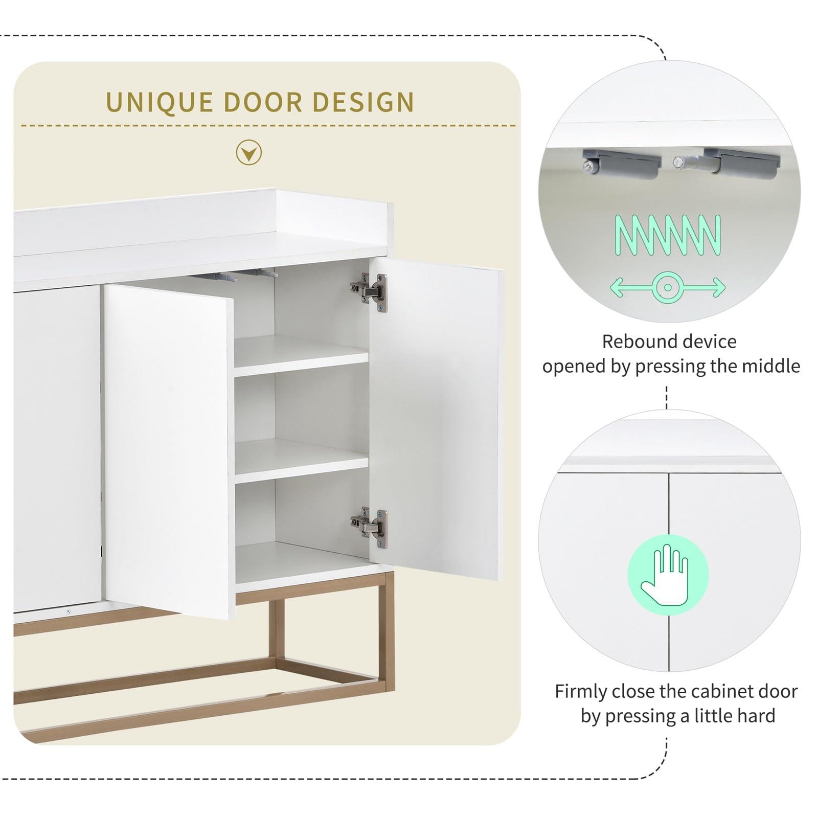 Mesnt Sideboard Table, Modern Sideboard Elegant Buffet Cabinet with Large Storage Space for Dining Room, Entryway (White)