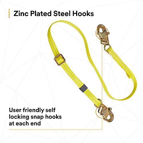 3M 3M DBI-SALA 1231016 Web Adjustable Positioning Lanyard, 6\', 3/4\" Snap Hooks, Yellow