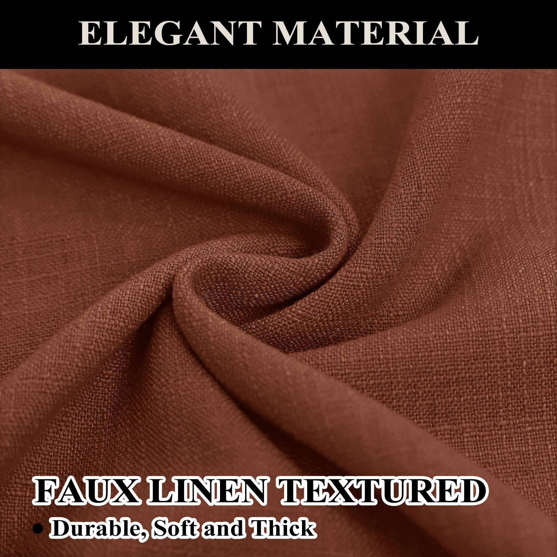 Fcosie Fcosie Extra Long Linen Curtains for High Ceiling 9, 10, 12, 14, 15, 16, 17, 18, 20, 24 ft Long Room Darkening Grommet Drapes Custom Made Length for Loft (1 Panel), 100" W x 132" L, FireBrick