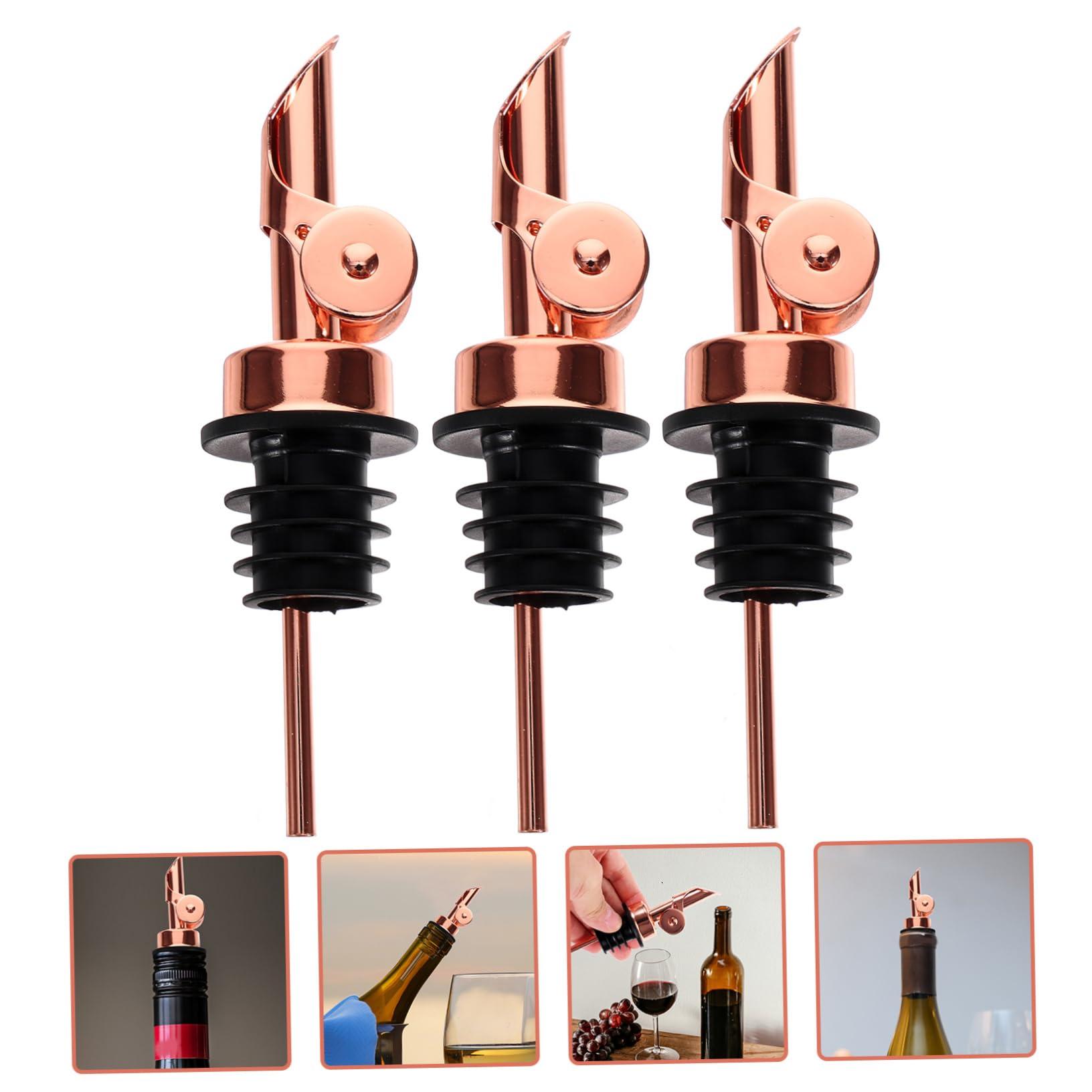 DECHOUS DECHOUS 1 Set Household Pour Spouts Olive Oil Cleaning Brush Portable Pour Spouts Oil Dispenser Spout Bottle Pourers for Spirits Kitchen Supplies Stainless Steel Oil Pourer