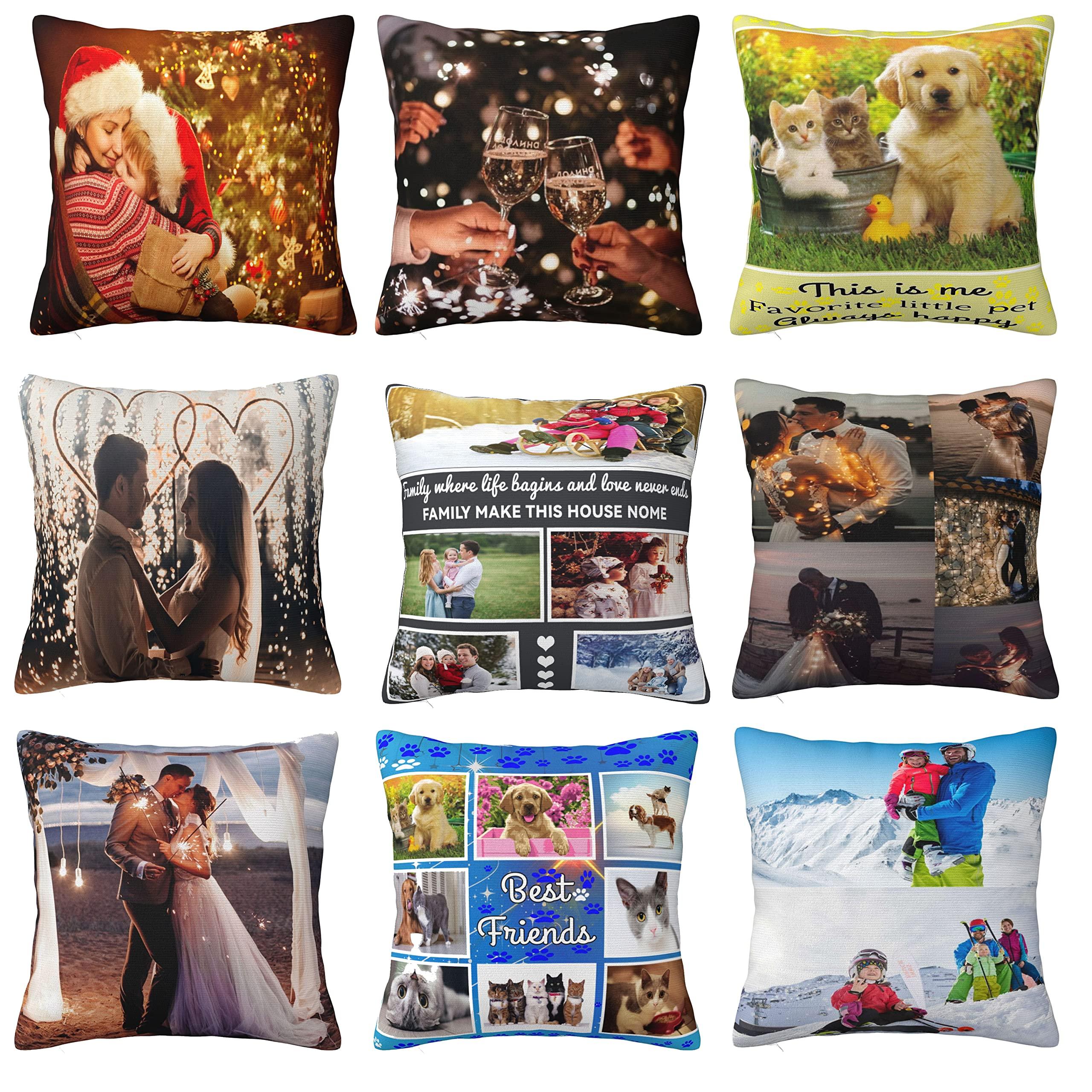 mamz mamz Personalized Pillow Case Design with Photo Text Customize Throw Pillowcase Cushion Covers Custom Pet Marry Sweethearts Love Photo Pillow Two-Sides Printed-20x20IN-Khaki