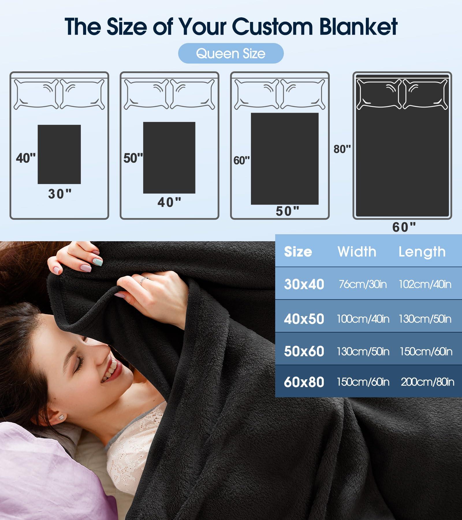 RUSFYUNM Custom Blanket with Photos Text Customized Picture Blankets Personalized Flannel Throw Blanket for Kid Adult Mother Father Friends Lovers Pets Personalized Gifts Birthday Halloween Christmas 30*40 In