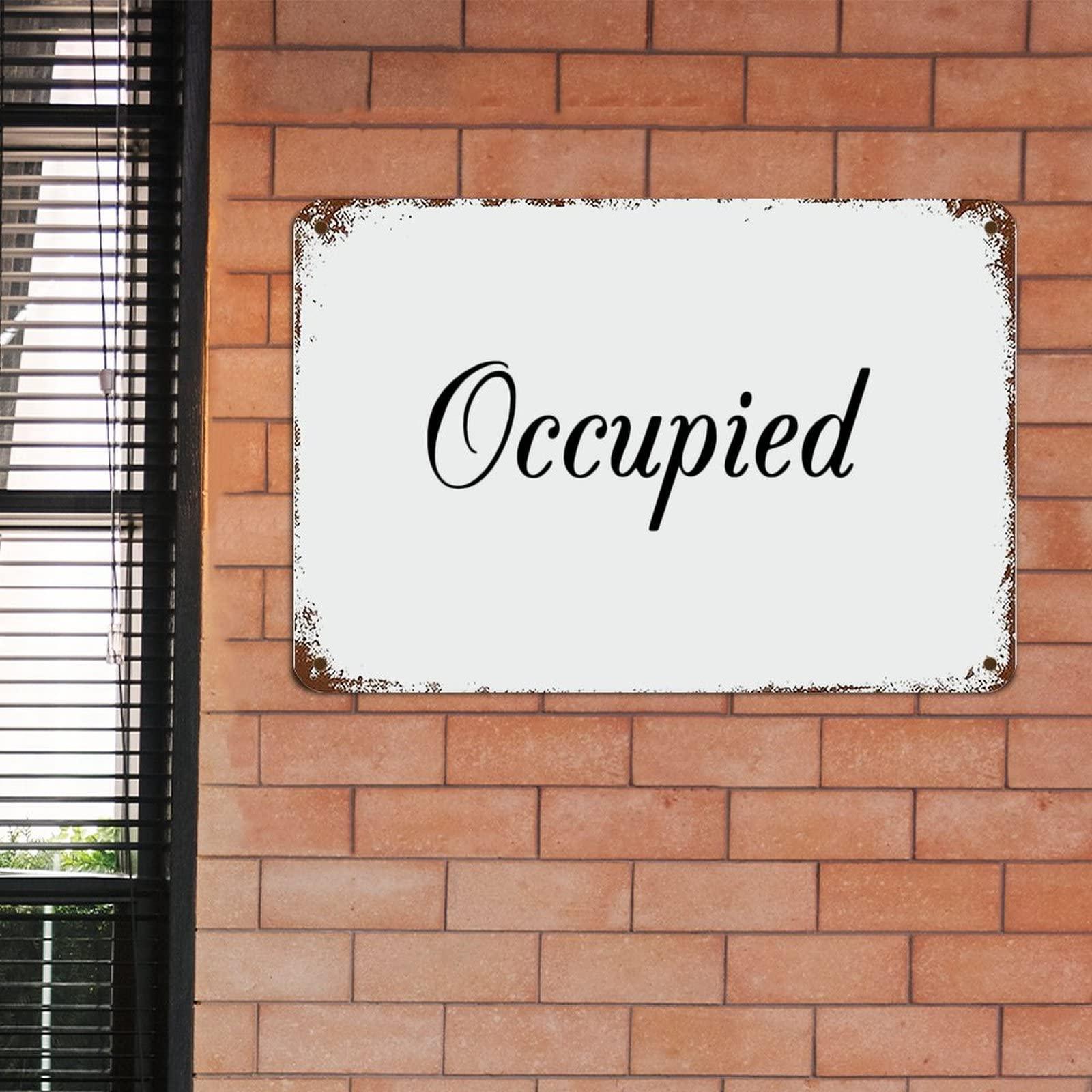 Generic Occupied Sign Bathroom Door Sign Toilet Signs with Quotes Metal Sign Motivational Wall Art Rustic Wall Decorations for Living Room Kitchen Wall Hanging Signs Wall Sign 8x12 inch