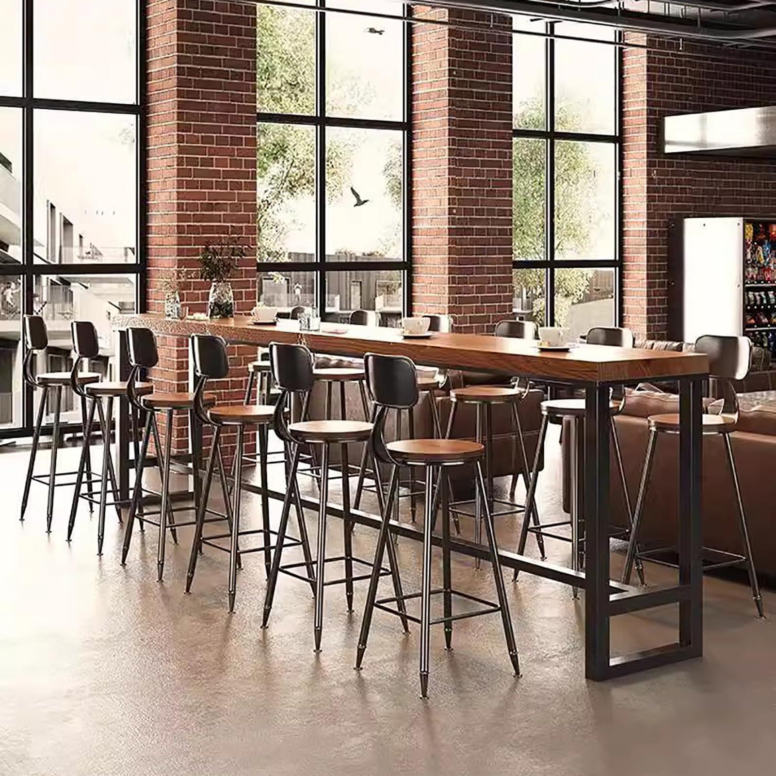 Hwijk Farmhouse Bar Table Pine Wood Rectangular Bar Height Table Industrial Tall Kitchen Dining Table Long Bar Table Counter Height Table for Coffee Shop Small Space,No Stool