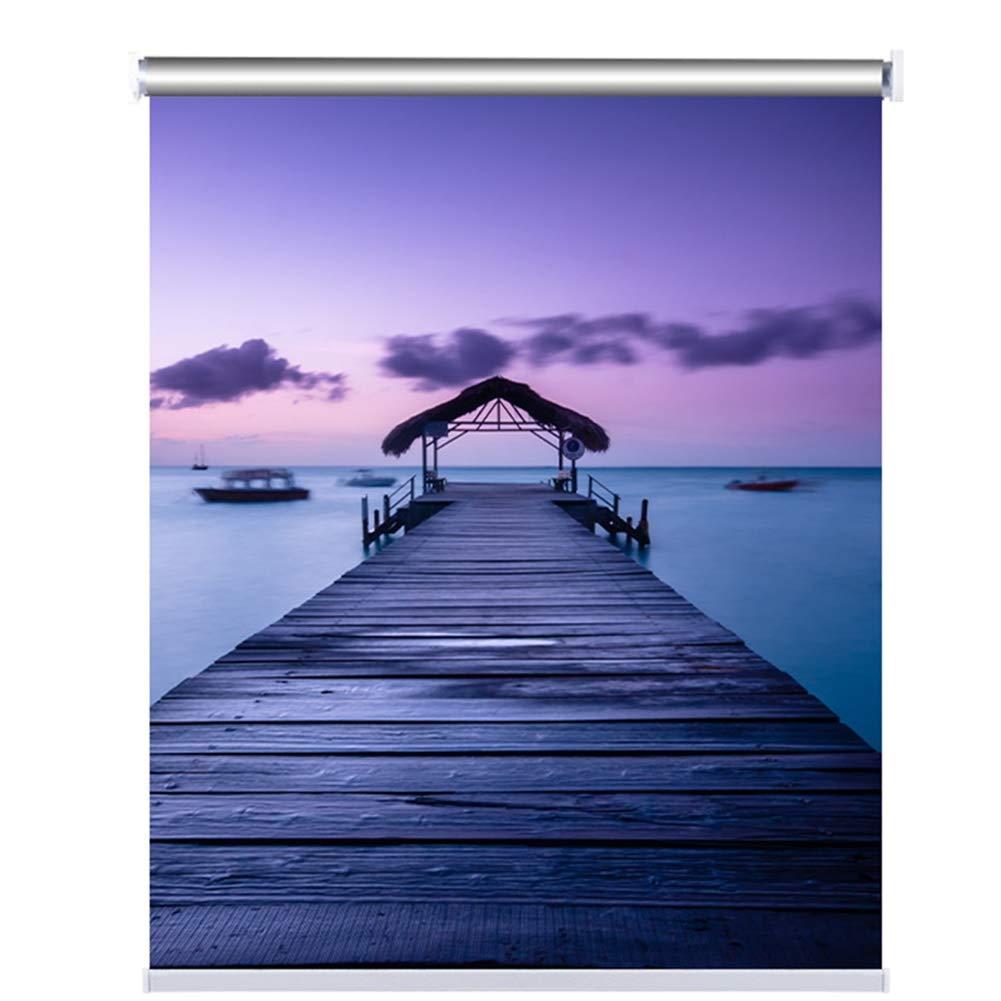 Etlegor Etlegor Thermal Blinds for Windows Room Darkening Sun Protection Waterproof Fabric Living Room Natural Landscape Printing Side Pull Curtain, 48 Sizes (Color : A, Size : 135x240cm)