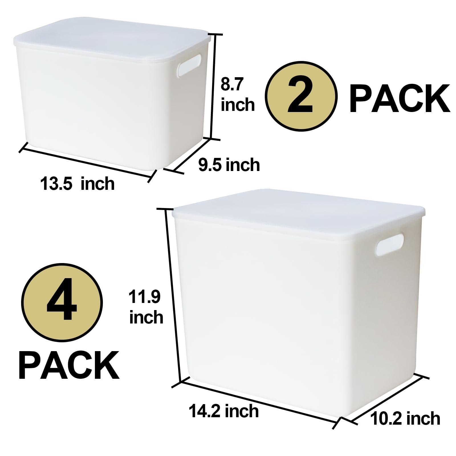 ZEXALOR ZEXALOR 6 Pcs Storage Bins with Lids, Stackable Plastic Storage Containers for Organizing, Organizer Bins Shelf Baskets for Pantry Cabinet Shelves Desktop (White, 4XL+2L)