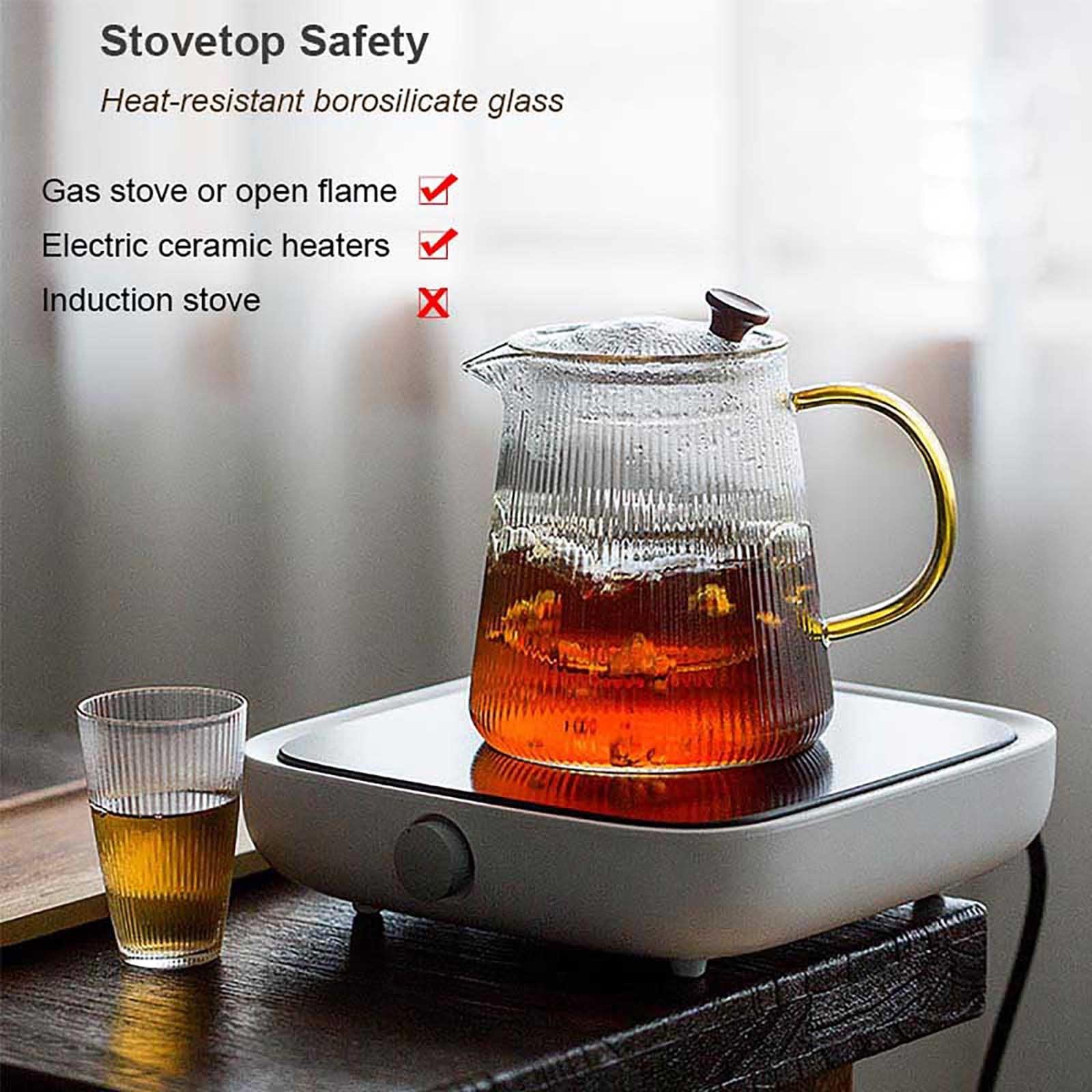 Generic Glass Teapot, 500ml,800ml,1000ml Tea Pot Great for Loose Leaf Tea, Blooming Tea, Tea Bags & Fruit Infused Water, Teapot for 4-6 Cups ( Color : Clear , Size : 500ml )