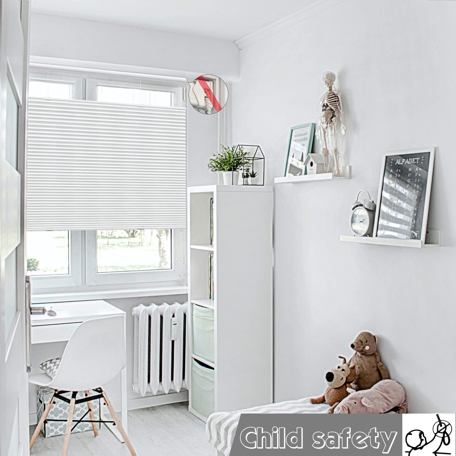 Keego Keego Top Down Bottom Up Window Blinds Cordless Blackout Blinds for Windows-Custom Cut to Size Noise Cancelling Window Blinds & Shades for Home Kitchen Bedroom Office (White, 24" W x 56" H)