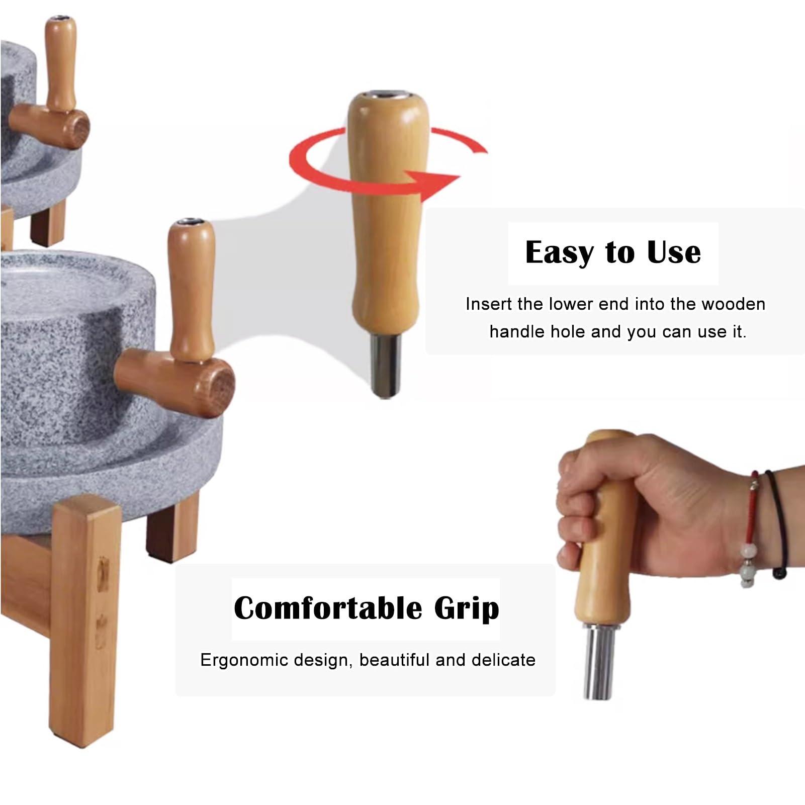 Innovz Innovz Large Stone Grinder Hand Grain Mill, Wet Dry Stone Mill for Grinding Wheat Mustard Seed Spices Beans Coffee, Physically Polished Granite Stone with Wood Frame(M (22cmx35cm))