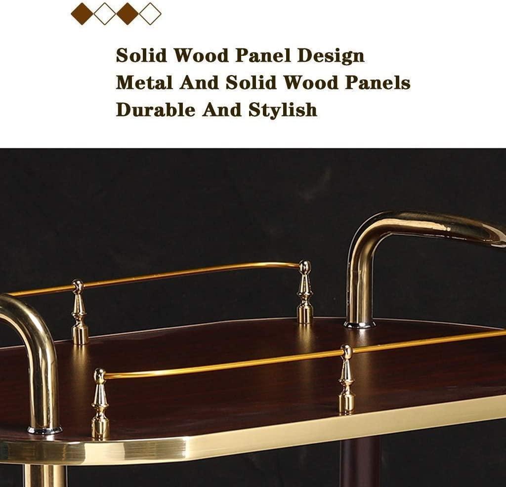 HAOKAZLBR Bar Serving Cart for Hotel Luxury Restaurant, Drinks Trolley On Wheels Fully Assembled, Liquor Trolley | Serving Trolley For 5 Star Hotel And Club Bar Cart Drinks Serving Tea Trolley ( Color : Gold )