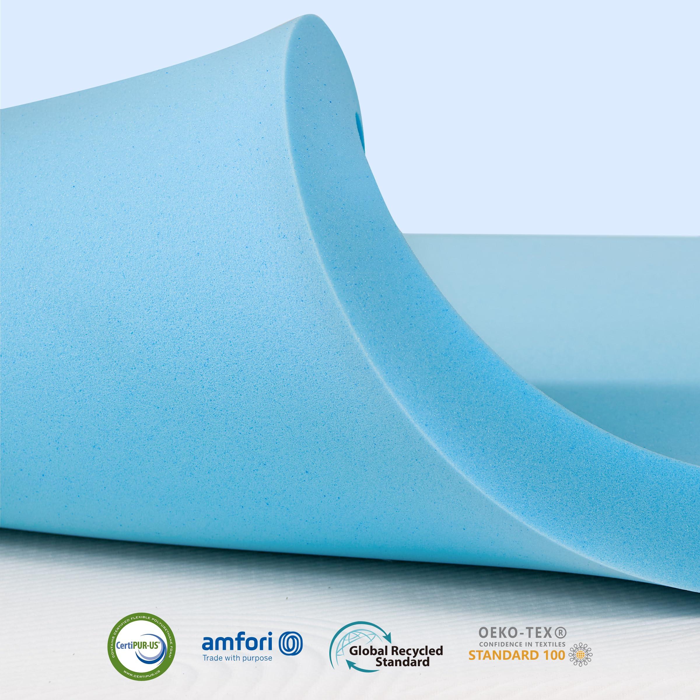 SUBRTEX Subrtex Mattress Topper, Memory Foam Mattress Topper, Gel-Infused Memory Foam Topper for Side Stomach Sleepers, Breathable Bed Toppers (4 Inch, King)