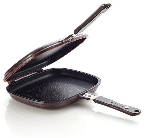 Happycall Happycall Titanium Nonstick Double Pan, Omelette Pan, Flip Pan, Square, Dishwasher Safe, PFOA-free, Brown (Standard)