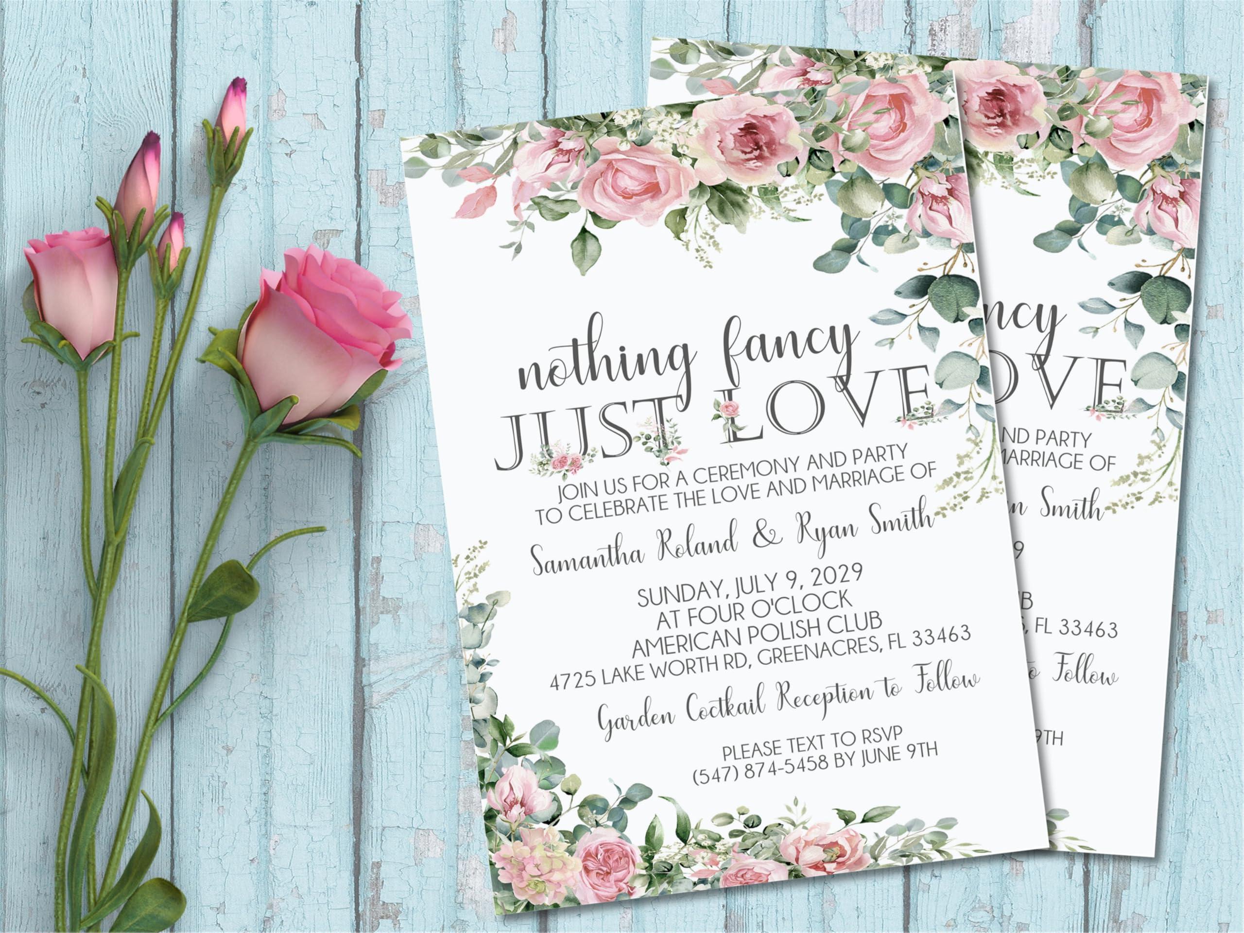 Party Beautifully Pink Rose Wedding Inviations, Set of 12 - Garden Wedding Invitations With Envelopes, Rose Wedding Invites (Pink Rose Garden)