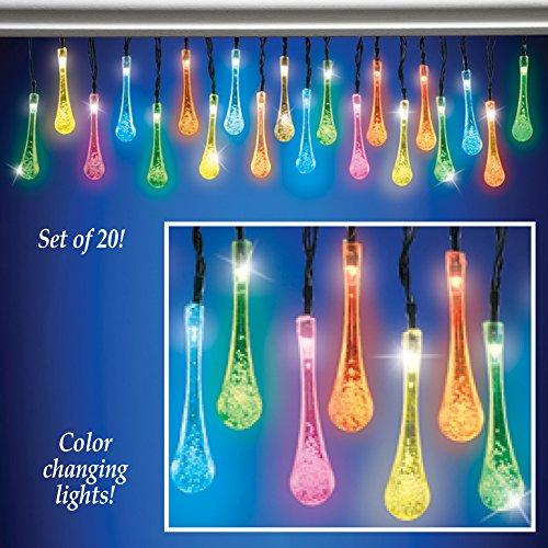 Collections Etc Collections Etc Solar Color Changing Raindrop-Shaped Light String - Includes 20 Lights That Stretch Over 9 Feet Long