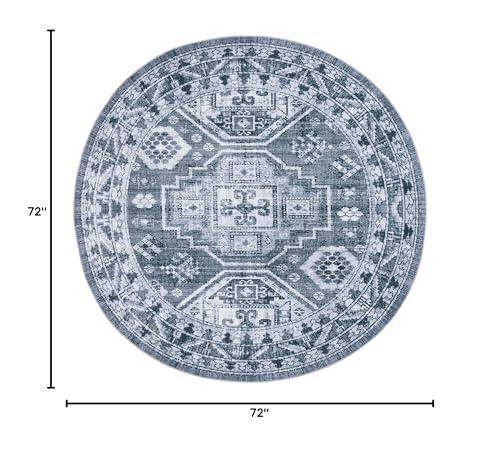 Safavieh SAFAVIEH Arizona Collection Round Rug - 6' Round, Grey Green & Ivory, Traditional Design, Washable & Slip Resistant, Ideal for High Traffic Areas in Living Room, Bedroom & Dining Room (ARZ108F-6R)