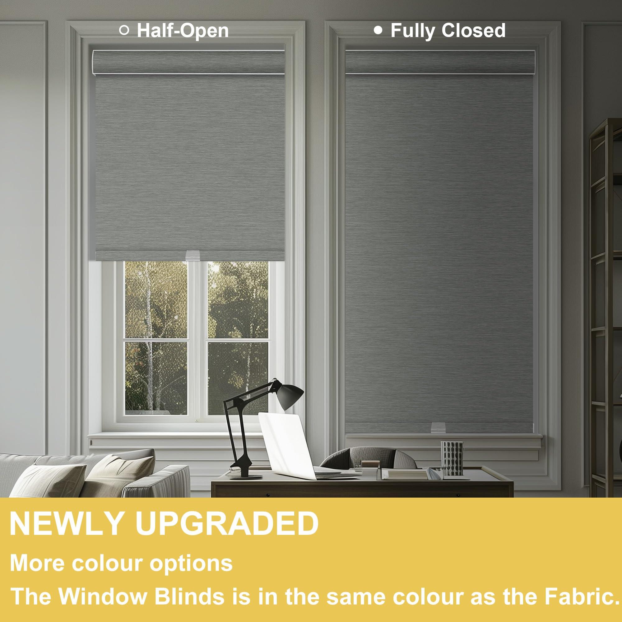 BERISSA BERISSA Blackout Pull Down Window Shades Blinds Room Darkening Custom Roller Shade for Indoor Thermal Insulated Up and Down Blind for Home Bedroom(80" W x 80" H) Gray