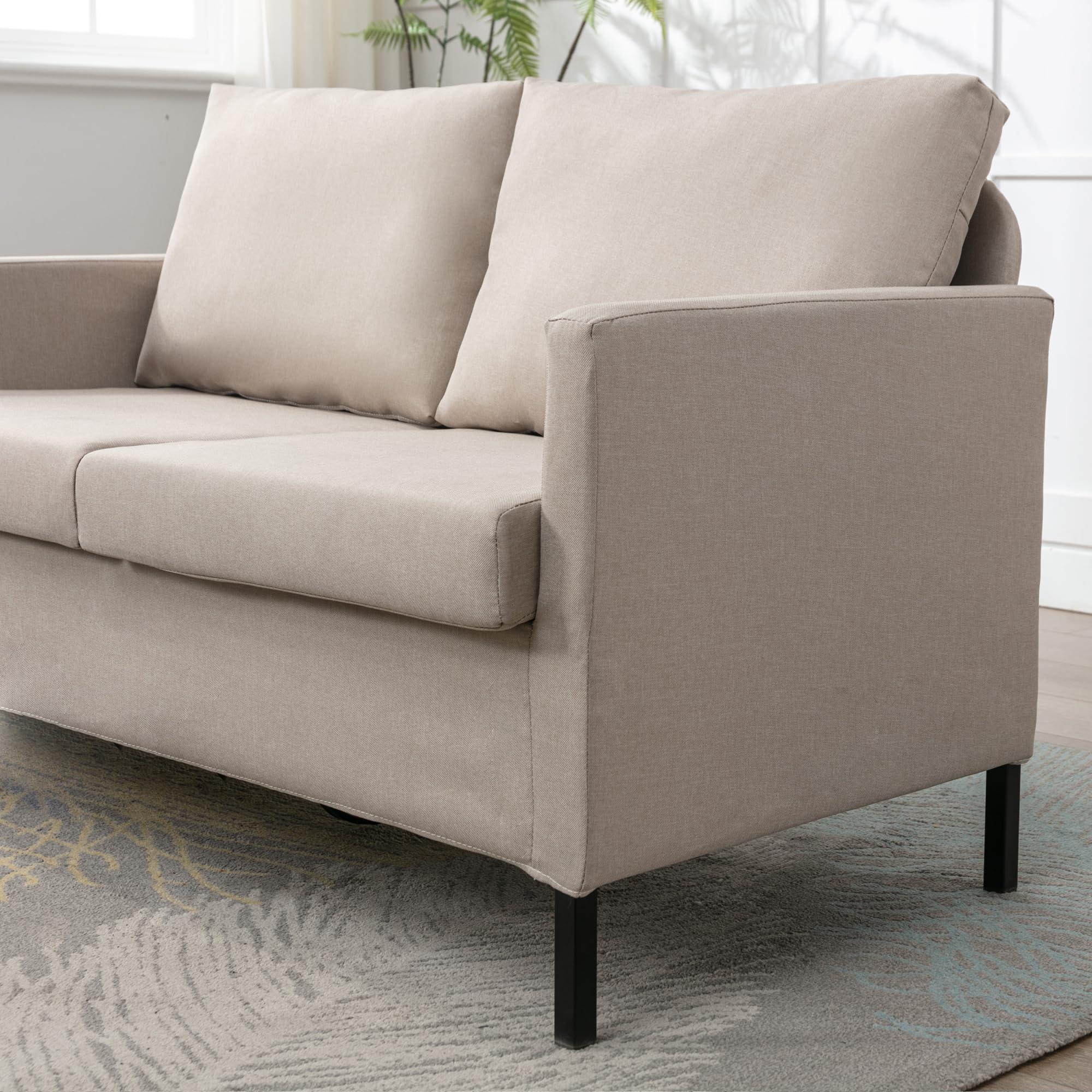 TYBOATLE TYBOATLE Fabric Modern Small Loveseat Sofa Couch for Living Room, 51 Inch Upholstered 2-Seater Love Seats w/Iron Legs for Compact Small Space, Apartment, Bedroom, Dorm, Office (Beige)