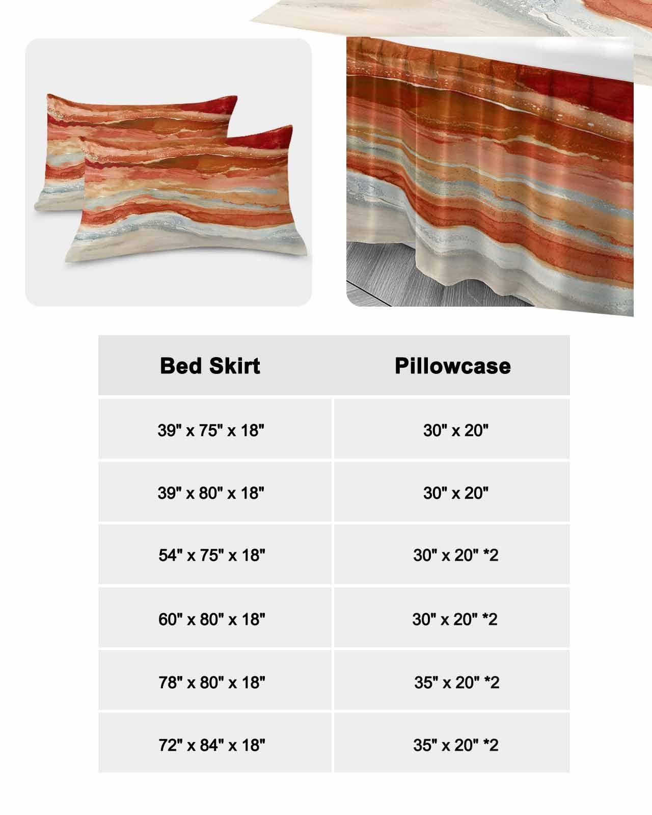 RisQiten RisQiten Burnt Orange Coastal Bed Skirt Sheet Set 1 Bed Sheet & 2 Pillowcases, Bed Skirt Cal King Size 18 Inch Drop, Summer Beach Nautical Abstract Art Wrap Around Bed Skirts, Bedding Skirt Bedspread