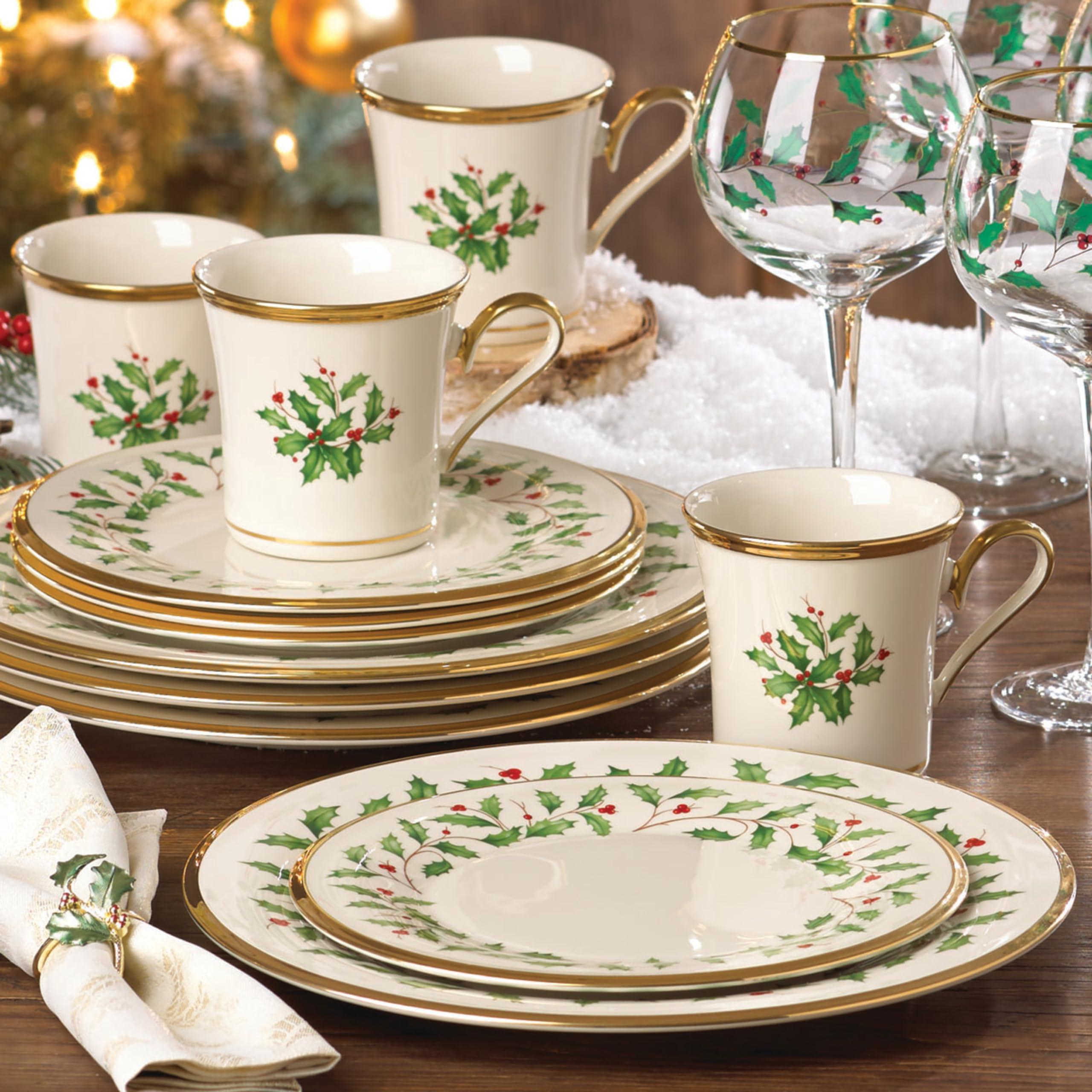 Lenox Lenox 6122048 Holiday 12-Piece-Plate-&-Mug Set, Christmas Dinnerware, Hosting