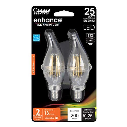 Feit Electric Feit Electric BPCFC25/927CA/FIL/2 25W EQ DM LED Candelabra Light Bulb, 2 Bulbs