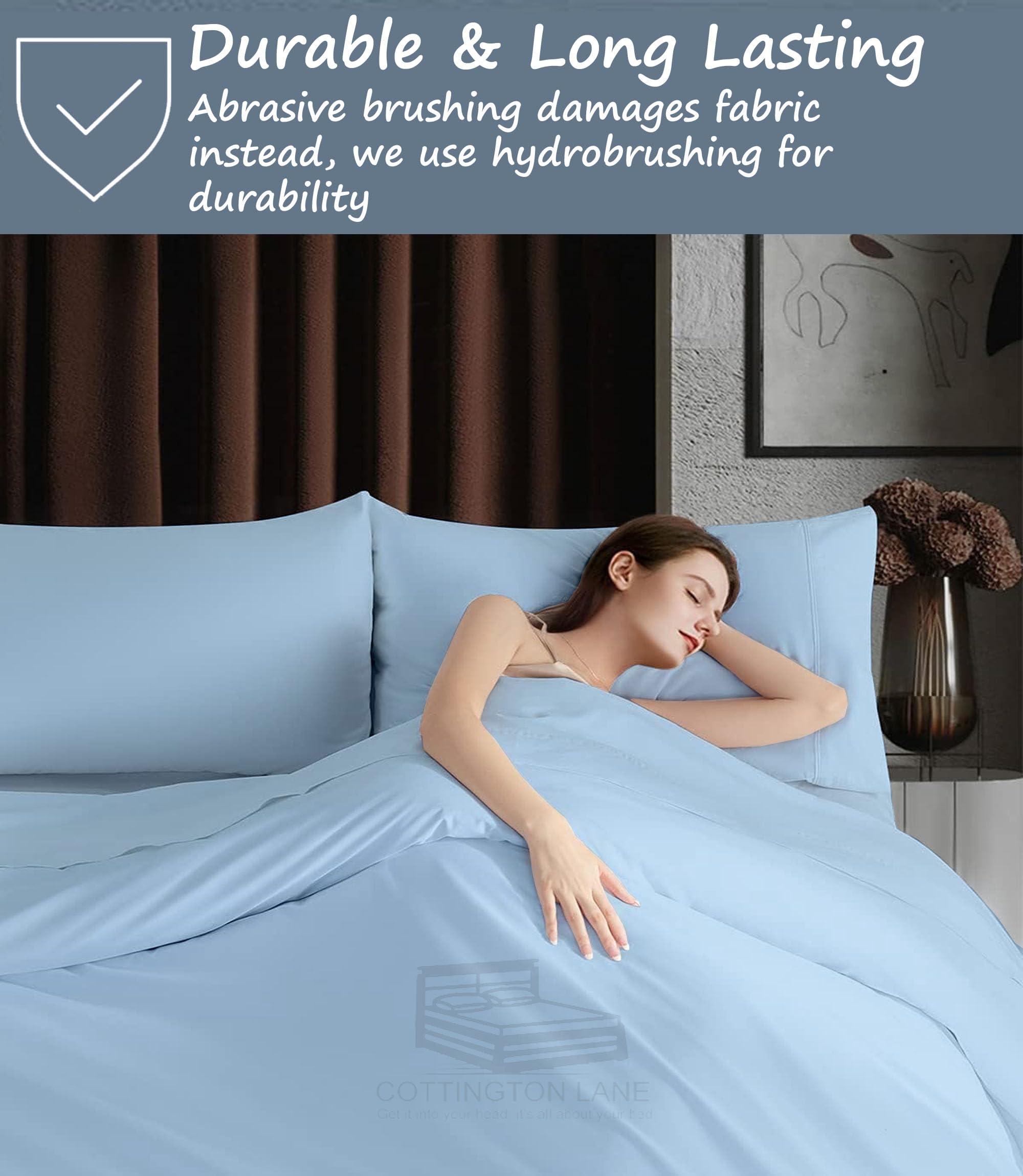 Cottington Lane Split King Sheet Set For Adjustable Bed-Hotel Luxury 1800 Bedding Sheets & Pillowcases-5 Piece Split Sheet Set-Split King Sheets-Twin Xl Split King Sheet Sets-Easy Care-5 Piece(Split King, Light Blue)