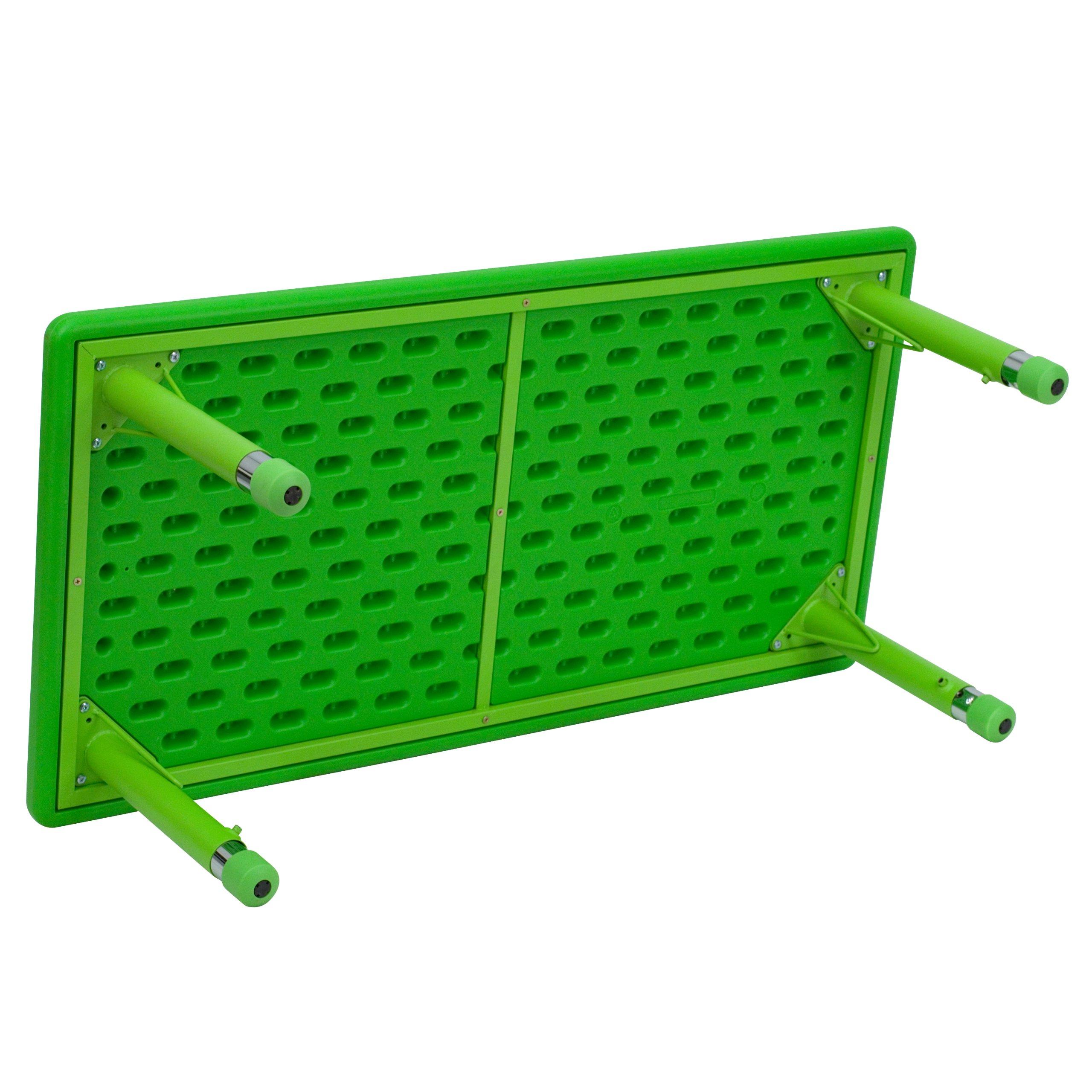 Flash Furniture Flash Furniture Rectangular Plastic Height Adjustable Activity Table, 24 x 48, Green