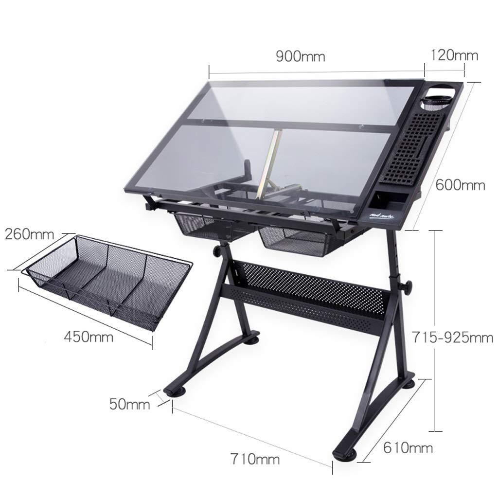 HYUREWF HYUREWF Drawing Table Drafting Desk, Height Adjustable Drawing Desk, Tiltable Craft Table with Storage, Large Art Desk, for Home Office Drafting Table