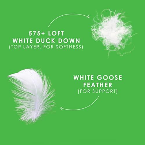 Canadian Down & Feather Company Canadian Down & Feather Co. - Down Perfect Feather Bed King Size - 255 TC Shell 100% Cotton Mattress Topper - Oeko TEX Certified