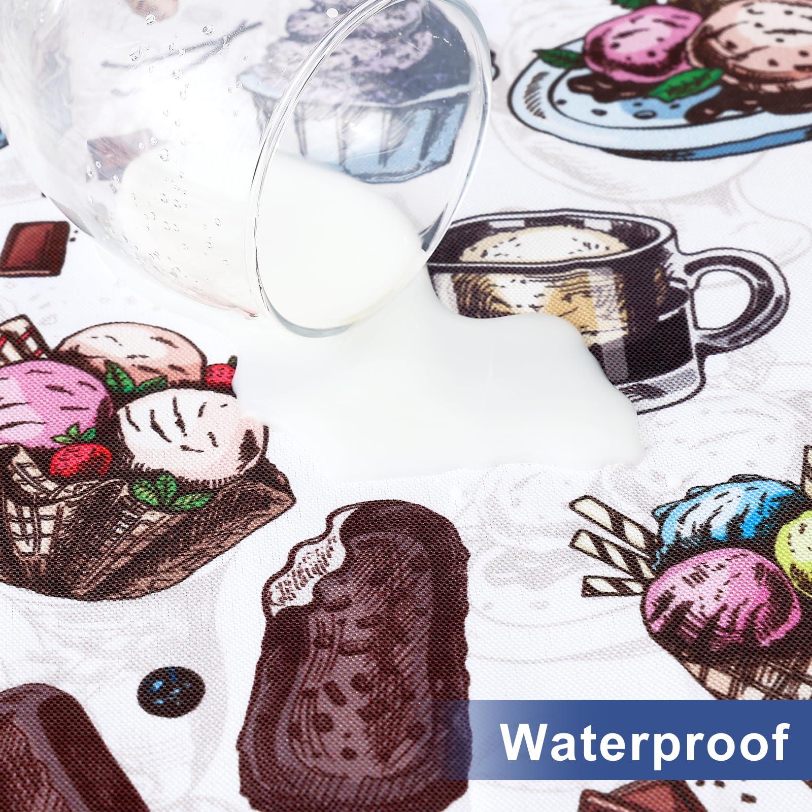 homing homing Rectangle Printed Fabric Tablecloth, Elastic Fitted Table Cloth for 6 Foot Table, Washable Polyester Table Cover for Outdoor, Picnic, Camping and Indoor, (Ice Cream, 30\" x 72\")
