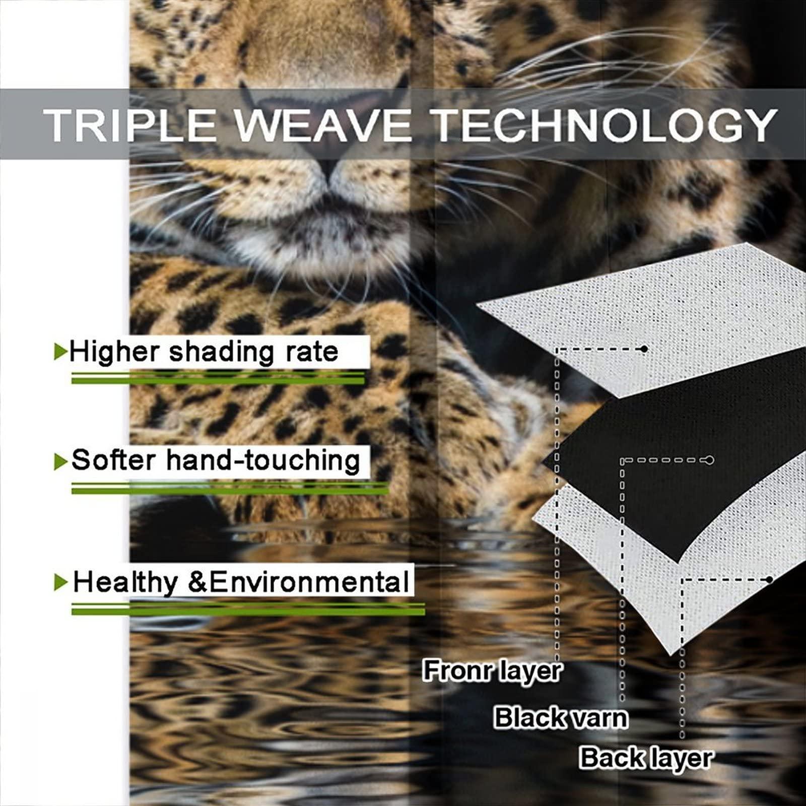 JTMTYWW African Wild Animal Curtains Safari Cheetah Print Decor Living Room Bedroom Dining Room Blackout Window Drapes Polyester Fabric with Rod Pocket Black Brown 55x63in