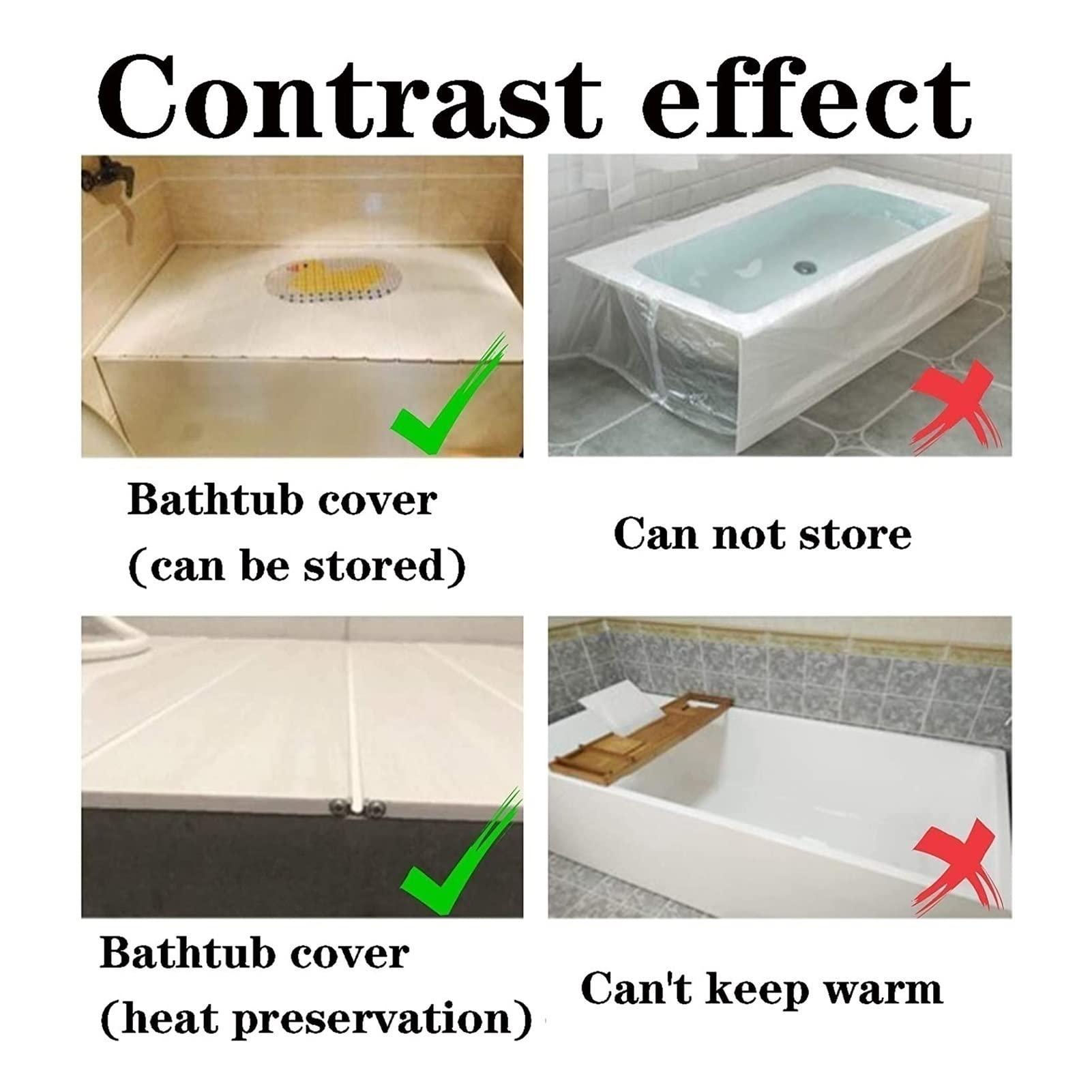 LYLFF LYLFF Bathtub Cover, Environmentally Friendly PVC Plastic Bathtub Dustproof, Bathtub Storage Board Bathroom Insulation Board Bathtub Cover (Size : 165x70x0.7cm)