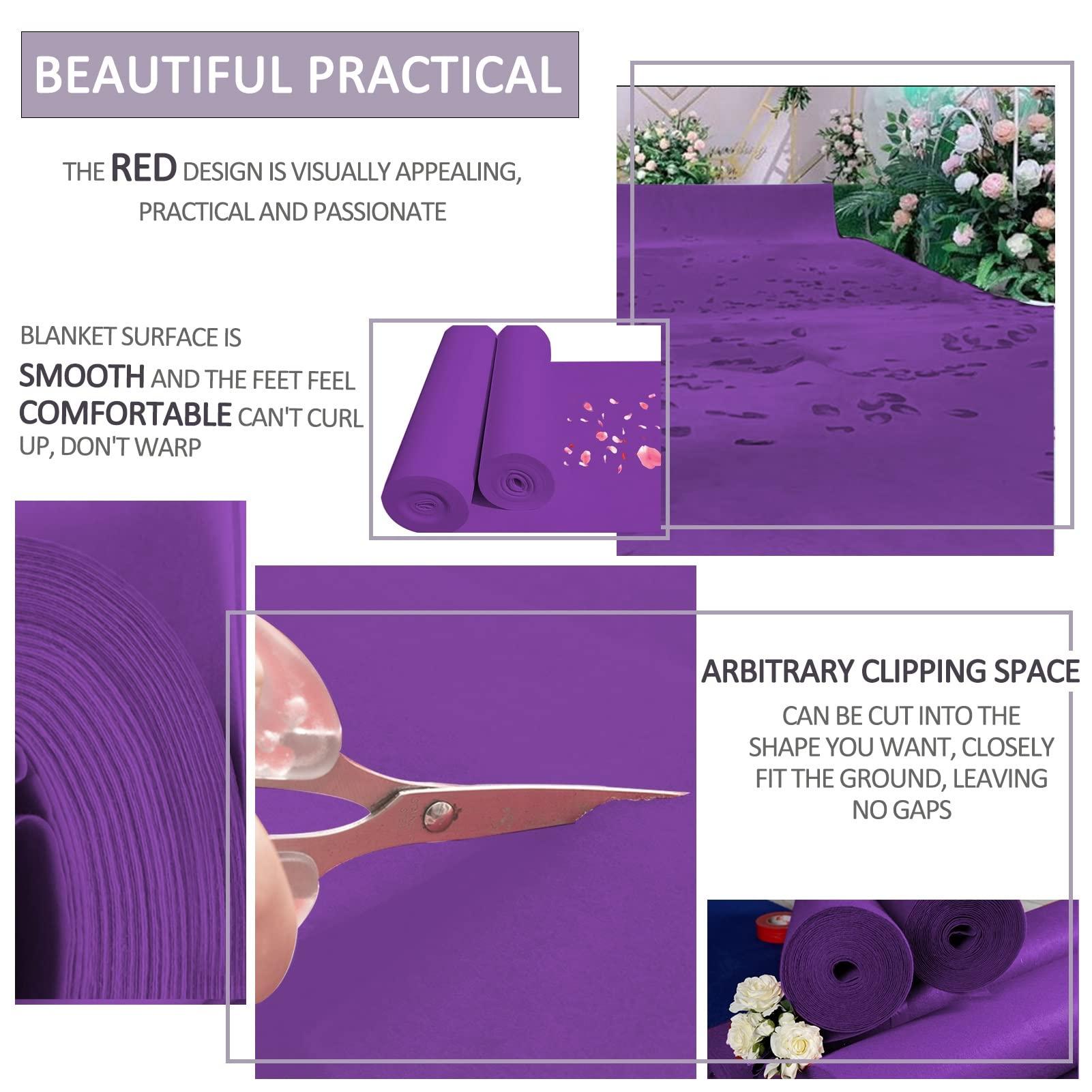 Liyadolaam Purple Carpet Runner Runway RugsWedding Aisle Runner Mat Wear-Resistant 2mm Polyester Rug Runners Roll Event Ceremony Walkway Carpets with 1 Piece Tape for Church Party (Size : 1.2x15m)