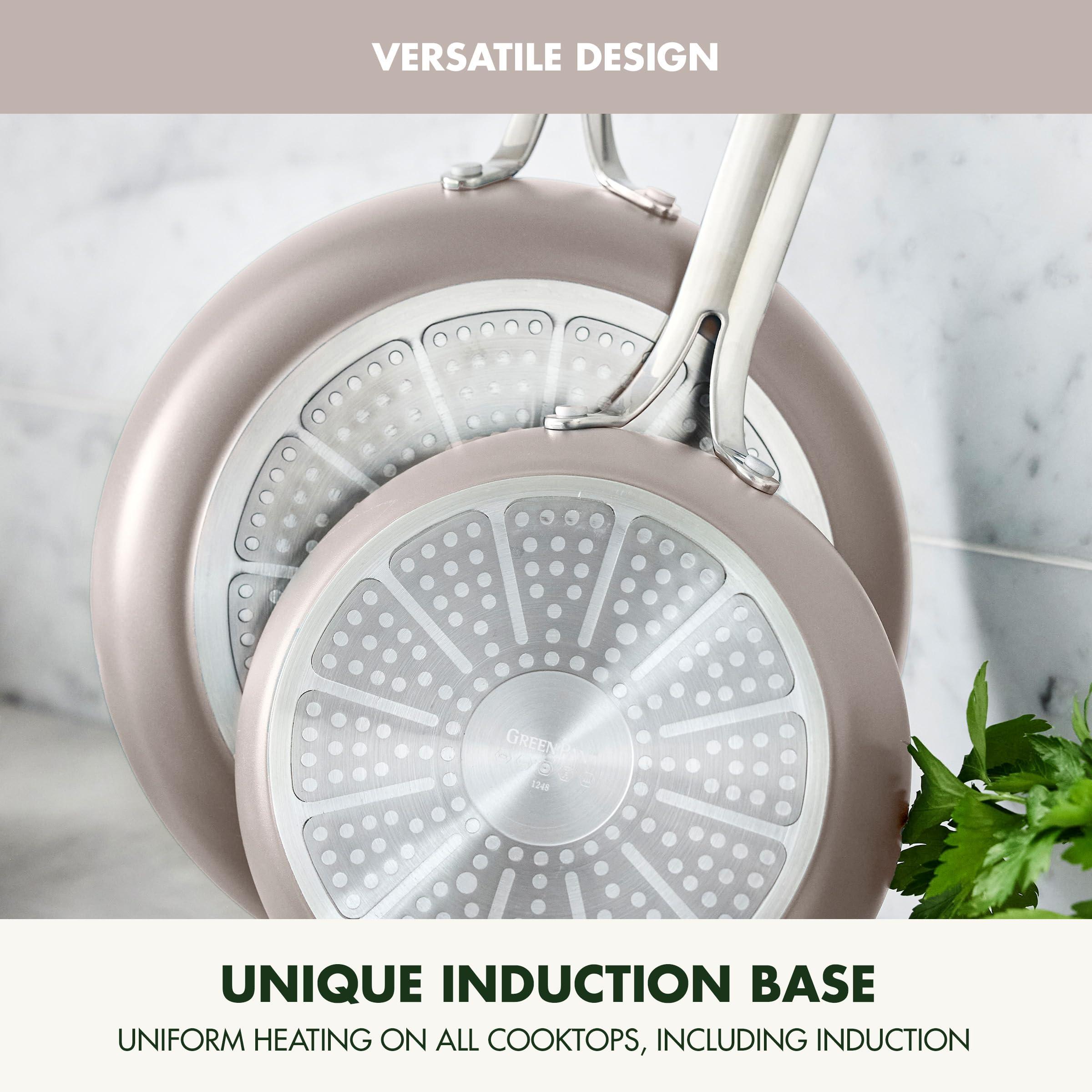 GreenPan GreenPan Nova 8in and 10in 2 Piece Frying Pan Skillet Set, Healthy Ceramic Nonstick, PFAS-Free, Induction Suitable, Dishwasher and Oven Safe, Clay