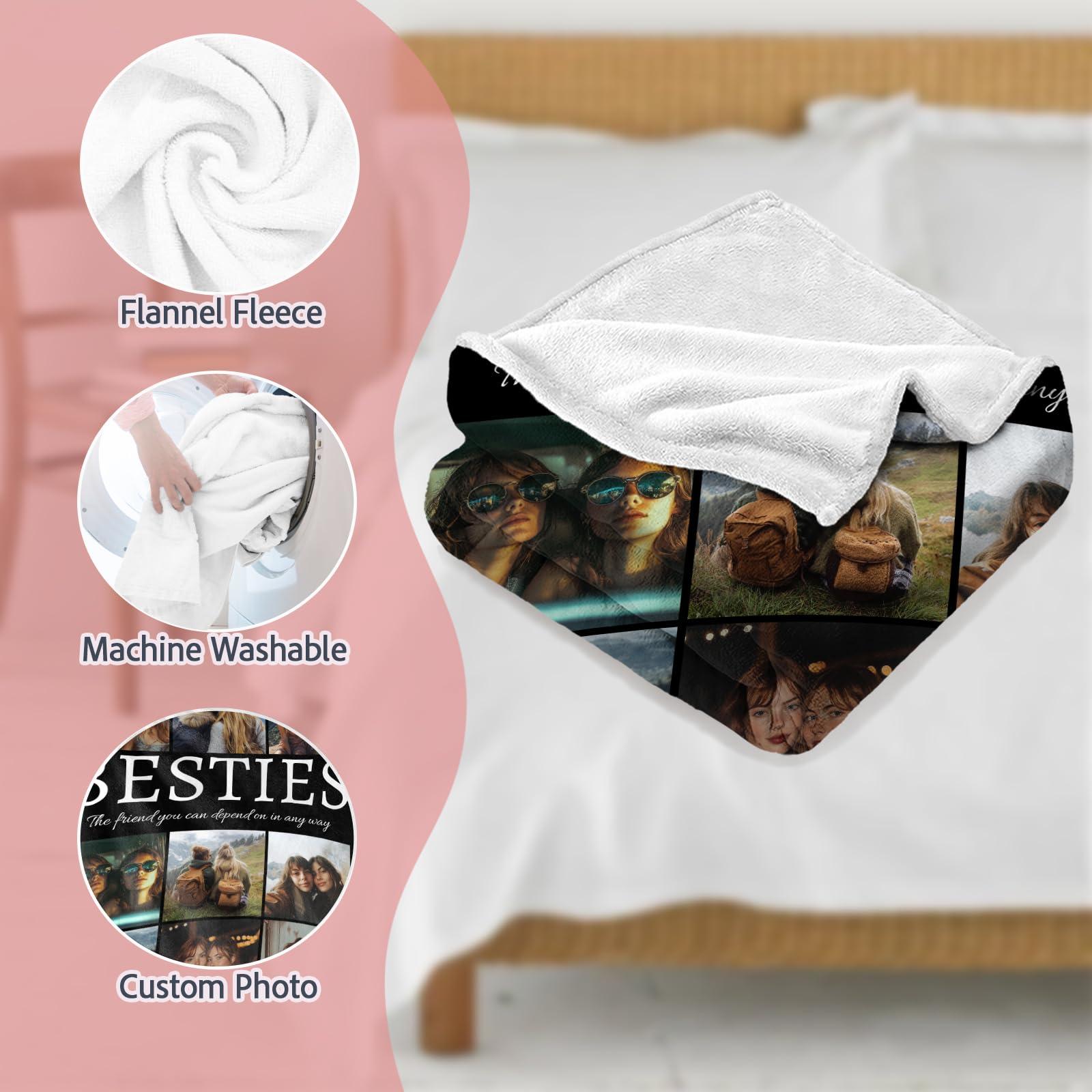 BTinoe Custom Blanket with Picture Text Personalized Photo Blanket Customized Blanket for Christmas Valentine\'s Day Birthday Gifts Customized Gifts for Mom Dad Couple Girlfriend Boyfriend Wife Husband