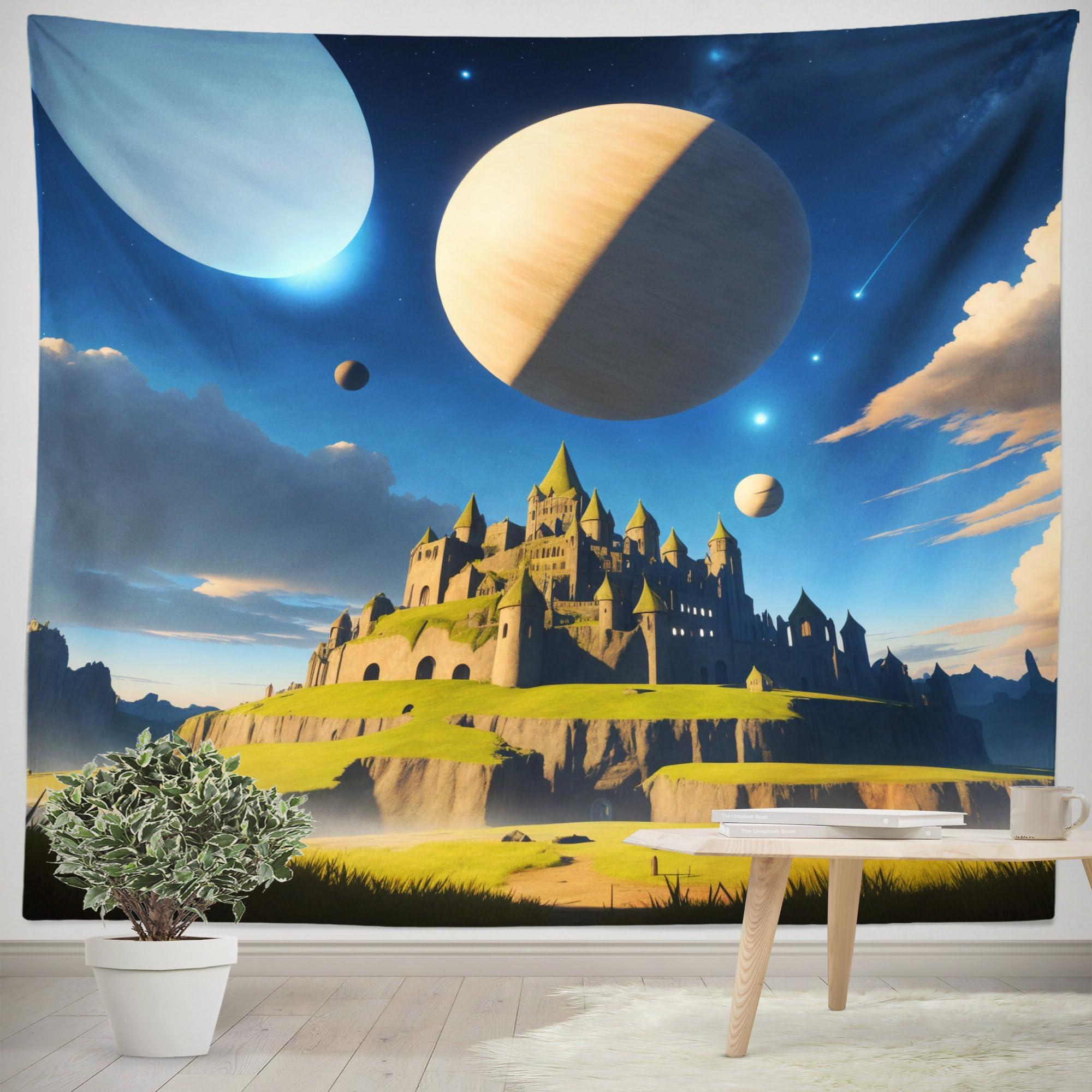 Generic Castle Tapestry Aesthetic Planet Tapestries Fantasy Wall Hanging for Bedroom Living Room Dorm Style3 70.8x90.6