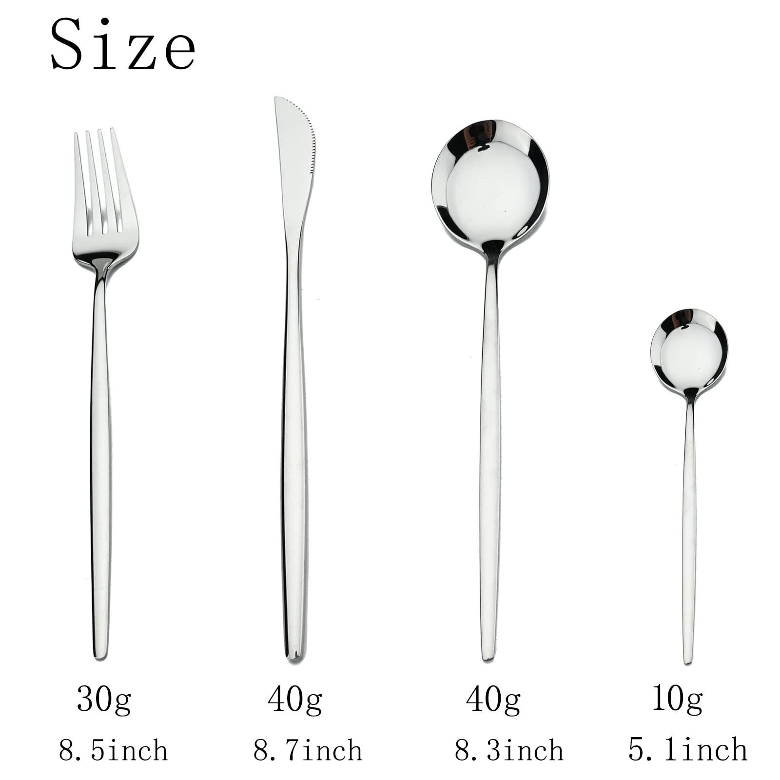 BRIIEC 24pcs Black Dinnerware Flatware Set BRIIEC Stainless Steel Cutlery Set Fork Knife Spoon Tableware Set Silverware Set Service for 6 Mirror Polished, Dishwasher Safe