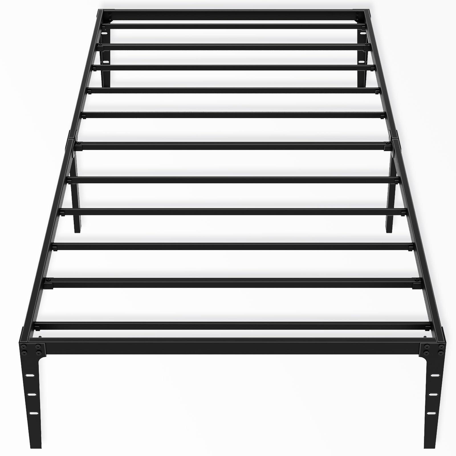 GAOMON GAOMON 14 inch Twin Bed Frames Matte Black Platform Metal Bed Frame Wrought Rod Bedframe No Box Spring Needed Base Beds Foundation Easy Assembly Storage Space Under Beds (Twin Size)