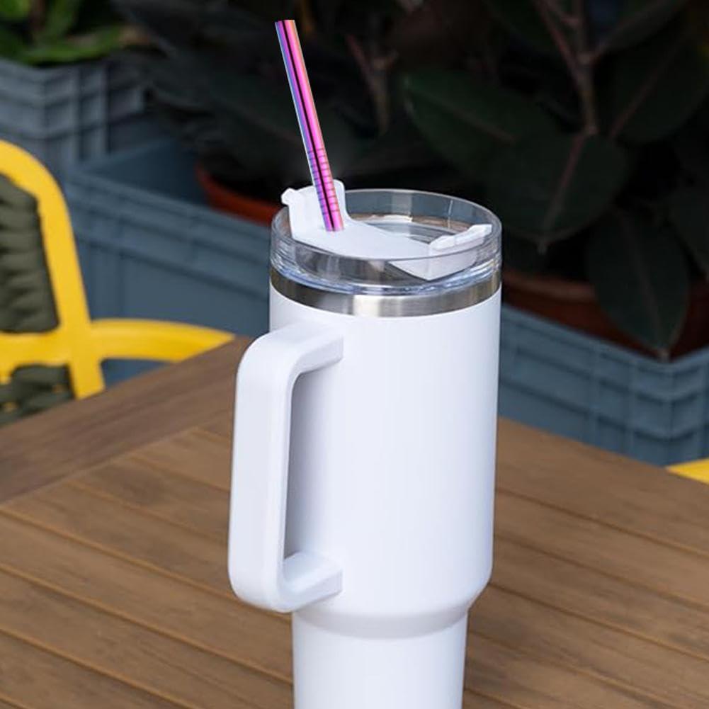 HFLWYWD Stainless Steel Straw,Reusable Stainless Steel Metal Straws with Brush,Environmentally Friendly Metal Straws for Stanley Cup,0.23\"/6mm Diameter Straws Straight Bent for Stanley Tumbler (silver A)