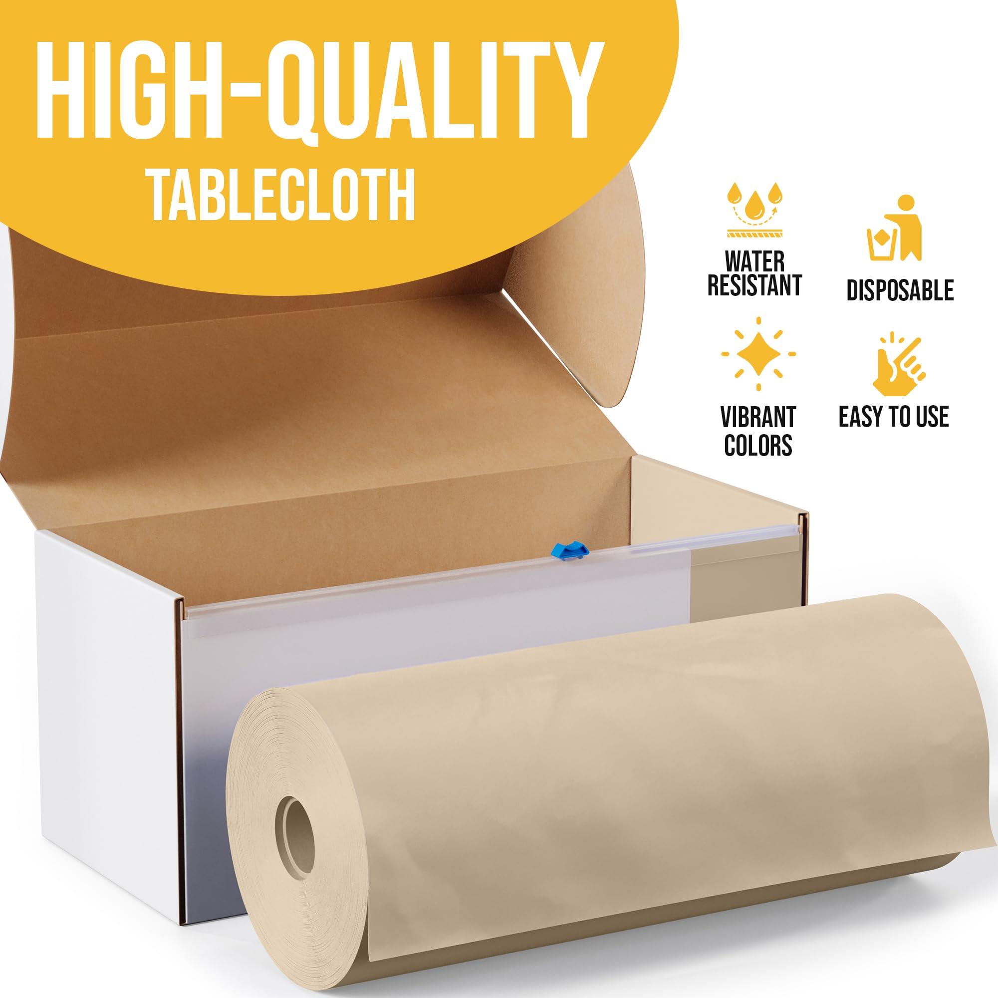 Exquisite Exquisite 54 Inch X 100 Feet Ivory Plastic Table Cover Roll in A Cut - to - Size Box with Convenient Slide Cutter. Cuts Up to 12 Rectangle 8 Feet Plastic Disposable Tablecloths
