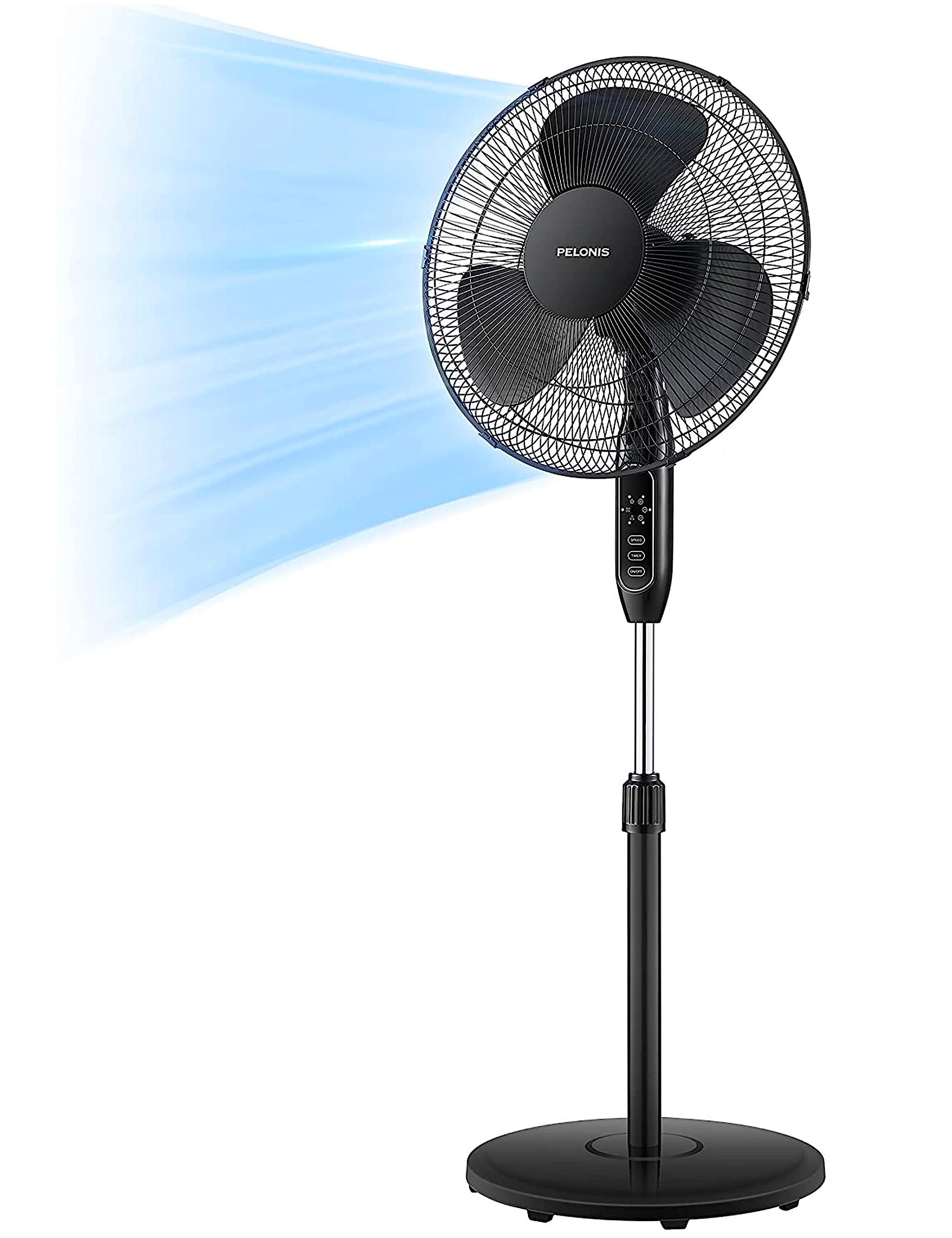 PELONIS PELONIS 16'' Pedestal Remote Control, Oscillating Stand Up Fan 7-Hour Timer & Table Fan 12-Inch Oscillating Table Fan Small Portable Electric Plug-In Desk Fan