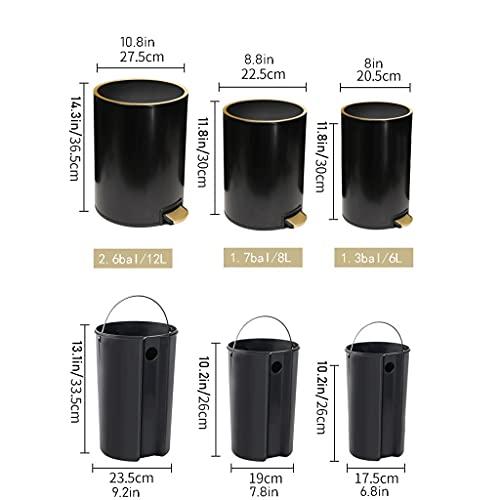 WAVEPEAK WAVEPEAK Indoor Trash cans Trash Can, Round Trash Can Stainless Steel Trash Can with Lid for Kitchen Bedroom and Living Room (12L 2.6bal) Indoor Garbage cans(Blue,2.6bal)