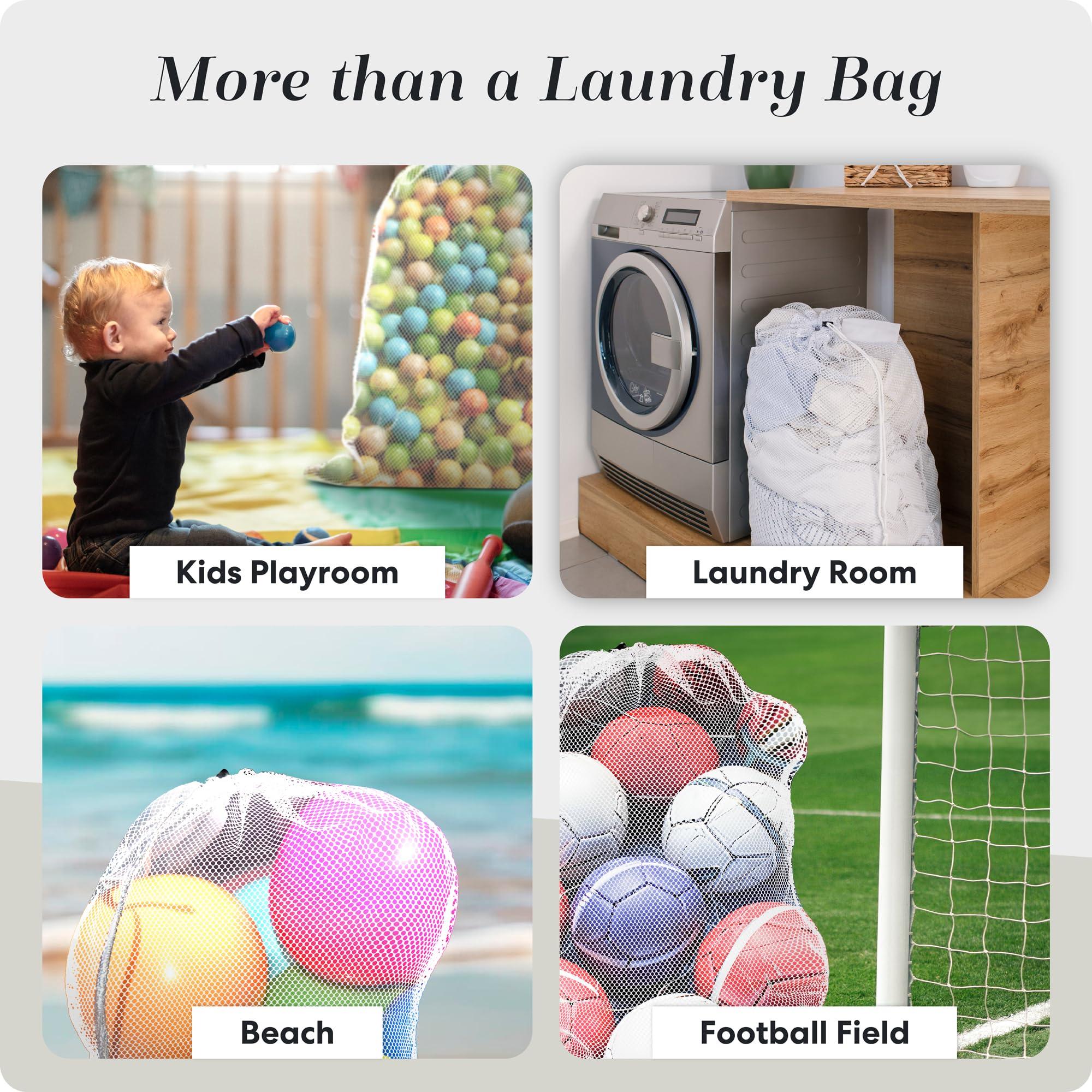 Handy Laundry Mesh Laundry Bag - Large 24\" x 36\" - Durable, Machine Washable with Secure Drawstring Closure - Perfect for College Dorms, Laundromats, Apartments (White)