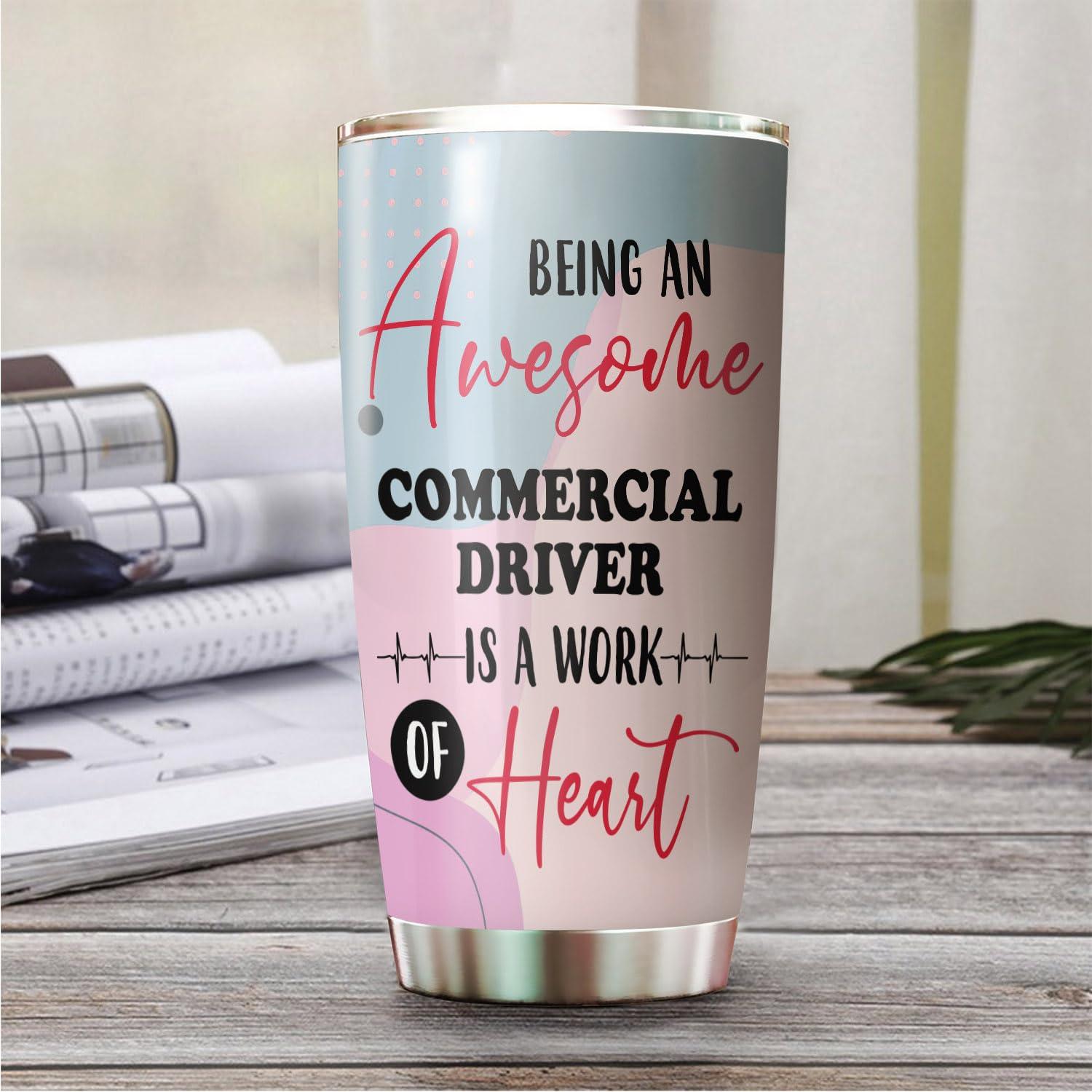 MEDROC MEDROC Awesome Commercial Driver Tumbler Stainless Steel 20oz, Funny Commercial Driver Gifts Bulk For Birthday Christmas, Office Gifts For Men Women Work Friend Coworker Driking Coffee Cup