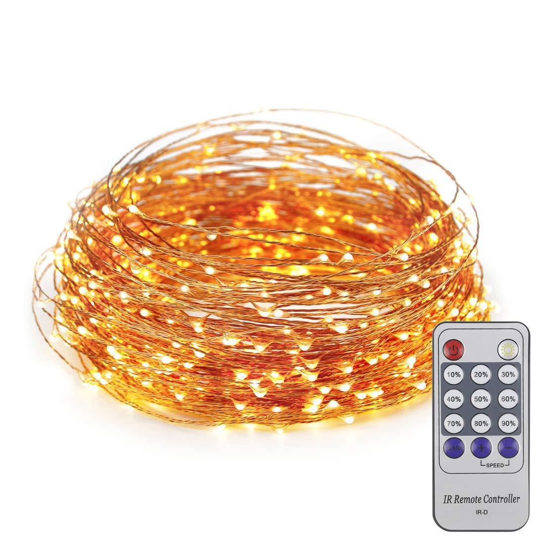 ER CHEN ER CHEN 165ft Led String Lights,500 Led Starry Lights on 50m Copper Wire String Lights + 12V DC Power Adapter(Warm White)