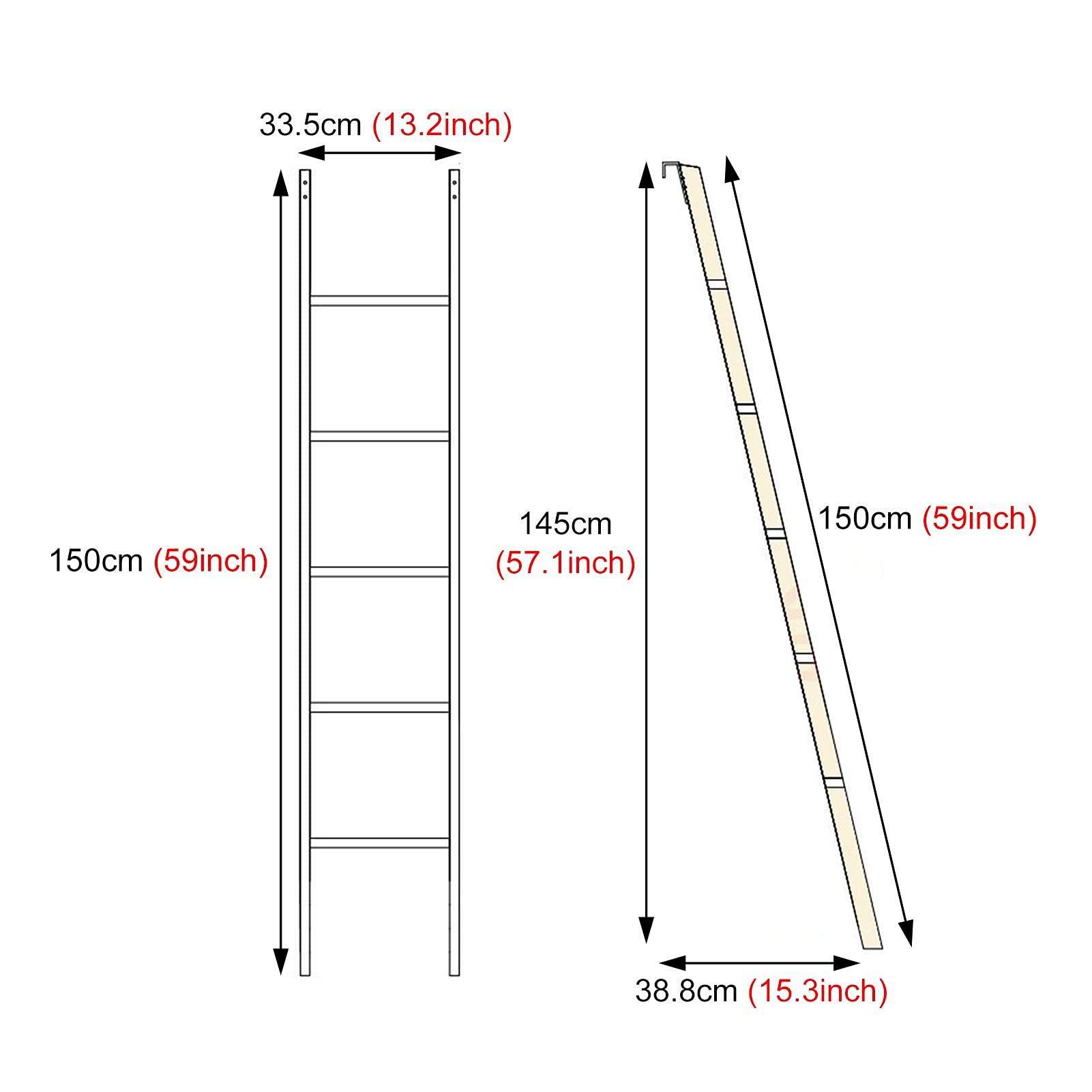 HWLL Bunk Bed Ladder Safety Bunk Bed Ladder Replacement Steps, Hook On Bunk Ladder for RV Bed/Travel Trailer/Camper, Easy Install and Remove, All Hardware Included (Color : White, Size : 150cm/59)