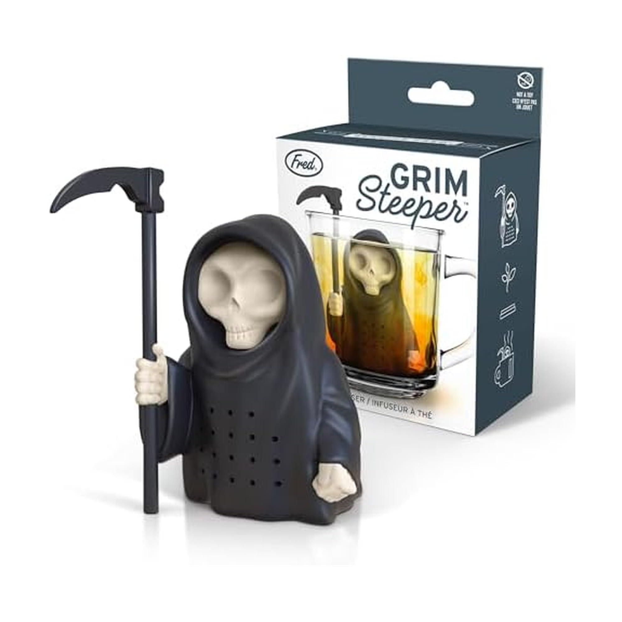 Genuine Fred Genuine Fred, GRIM STEEPER, Grim Reaper Reusable Silicone Tea Infuser, Black, Fun Gift for Tea Lovers, Clever Kitchen Gadget